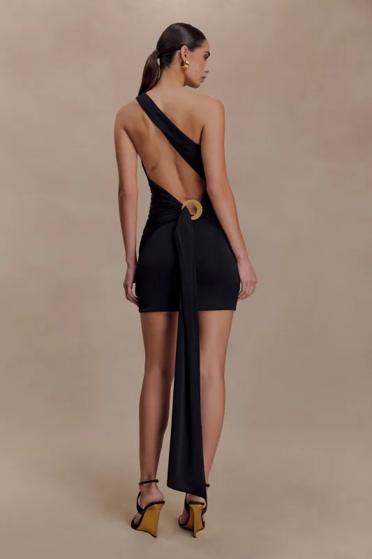 Claudette Slinky Mini Dress With Hardware - Black sold by Meshki