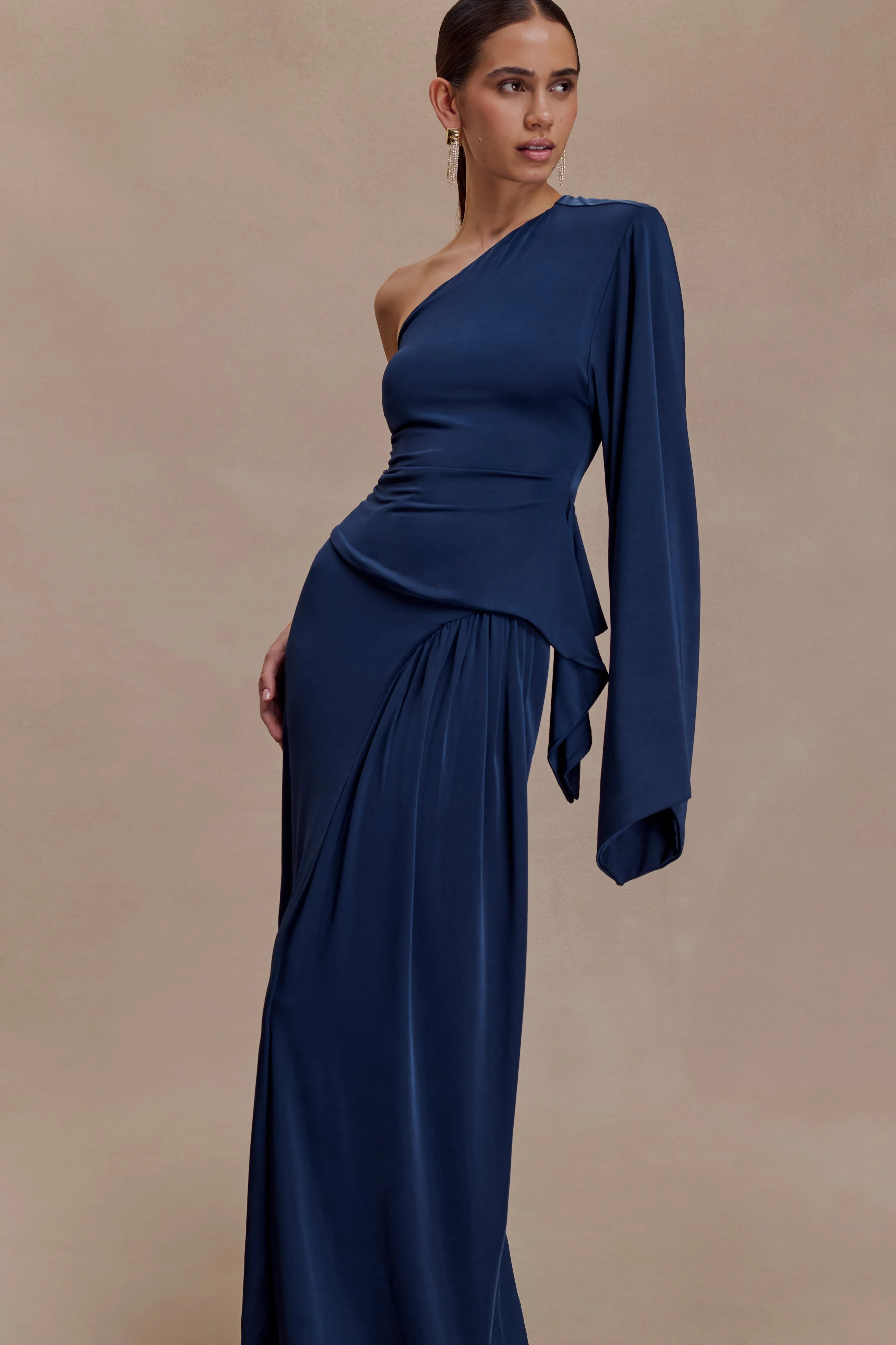 Vivica Slinky Gathered Maxi Skirt - Midnight Navy sold by Meshki product image thumbnail 4