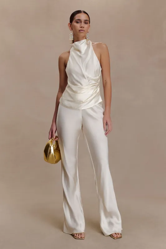 Bianca Satin Pants - Ivory sold by Meshki