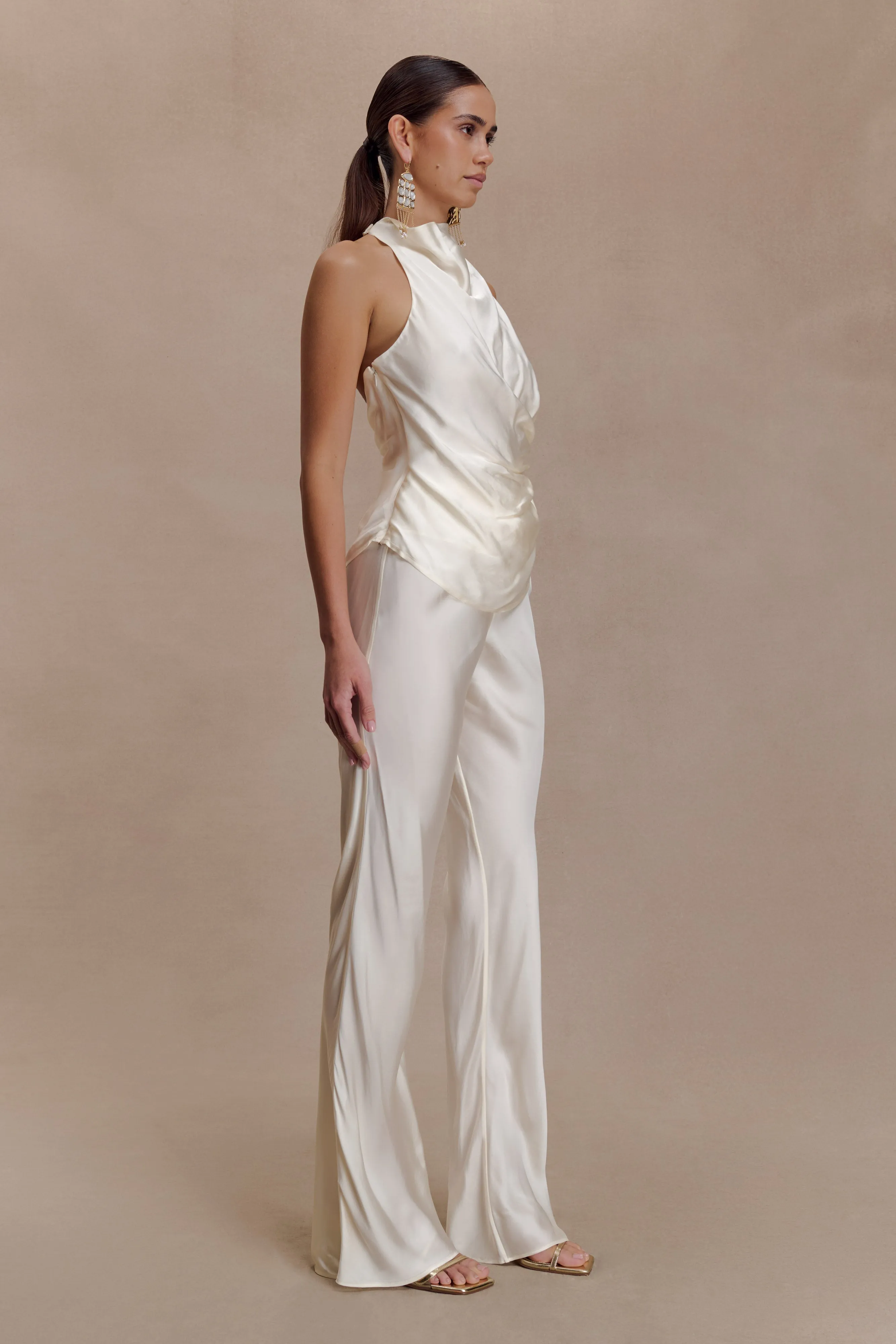 Bianca Satin Pants - Ivory sold by Meshki product image thumbnail 3