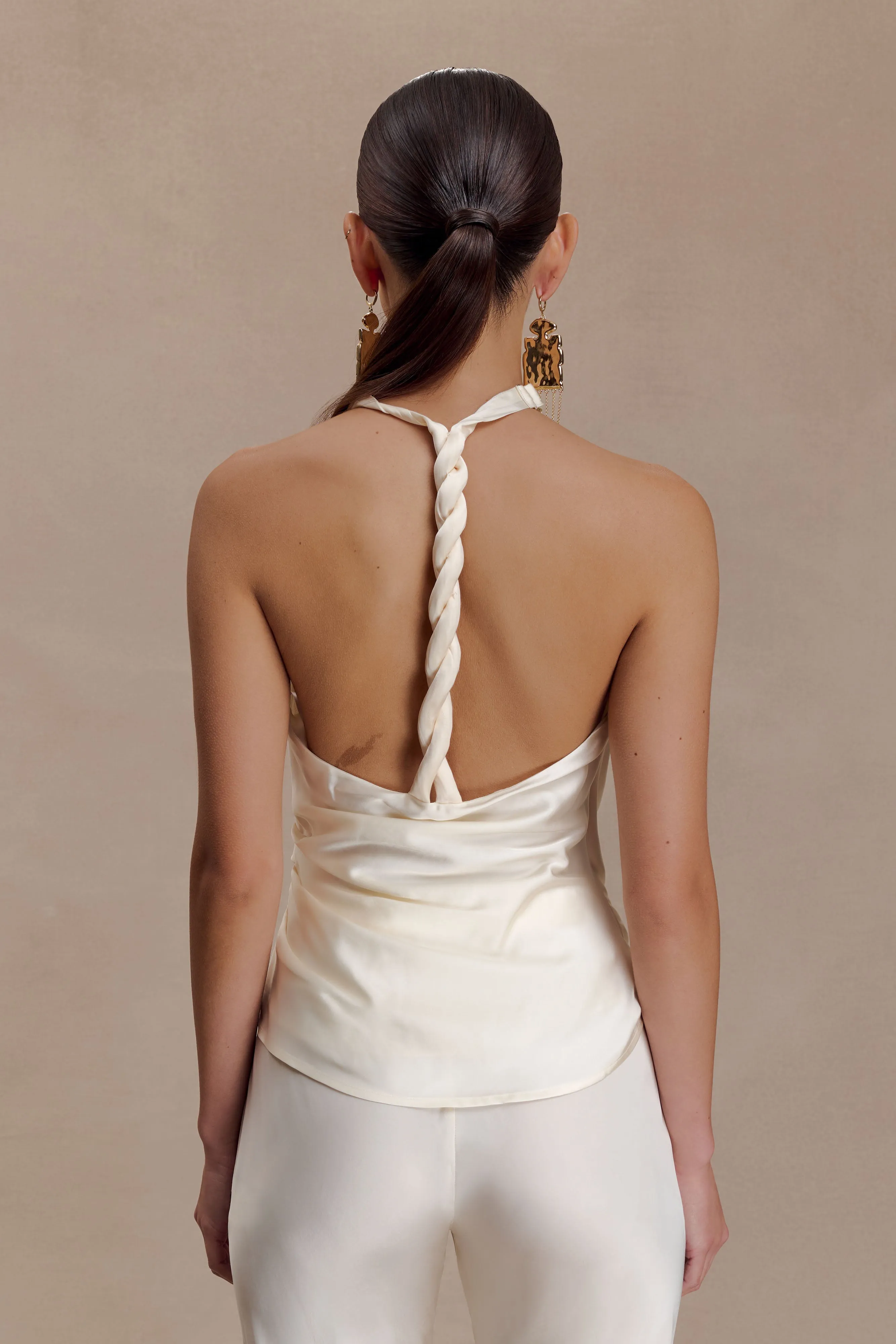 Bianca Satin Halter Top - Ivory sold by Meshki product image thumbnail 4