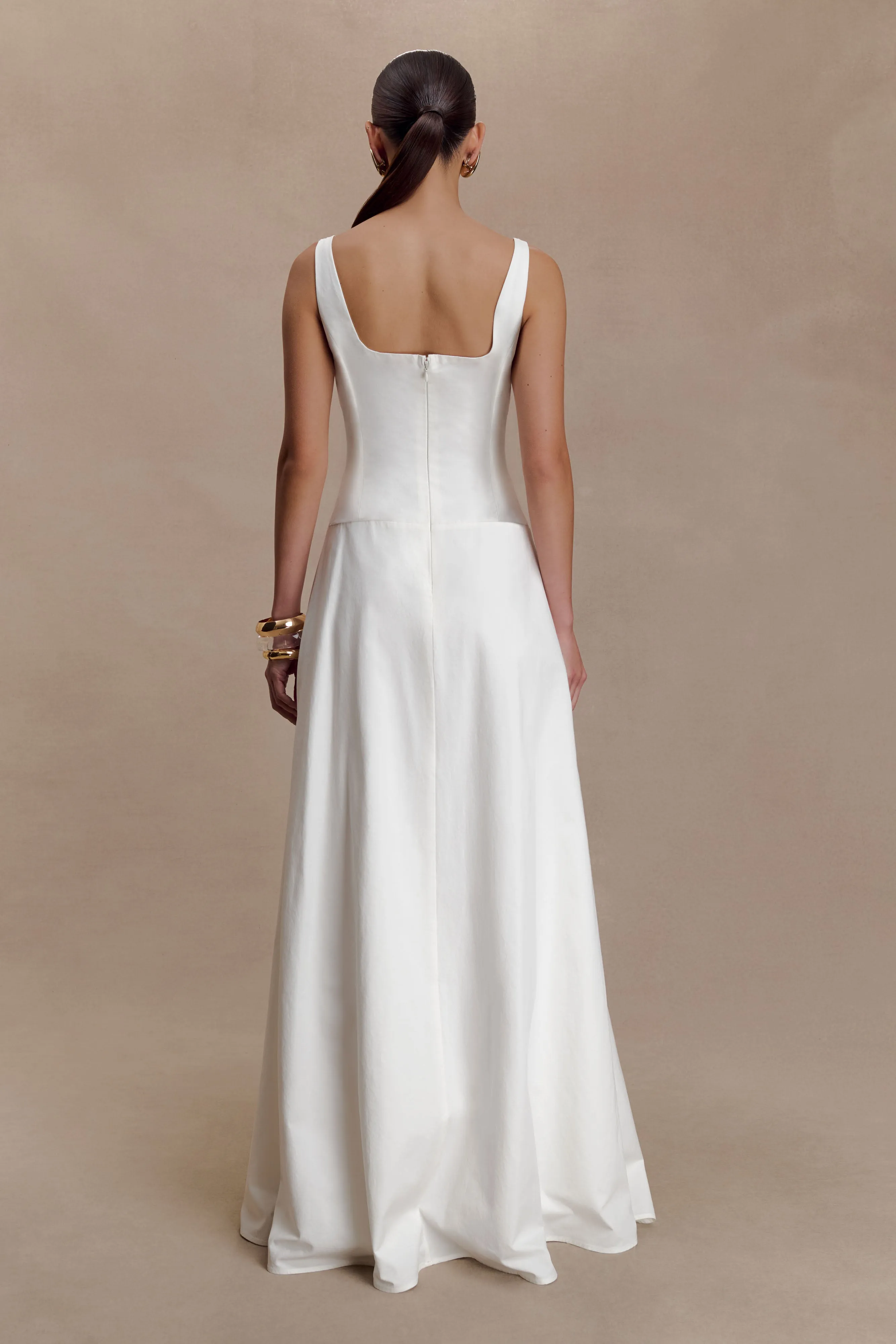 Salma Drop Waist Cotton Maxi Dress - White sold by Meshki product image thumbnail 3