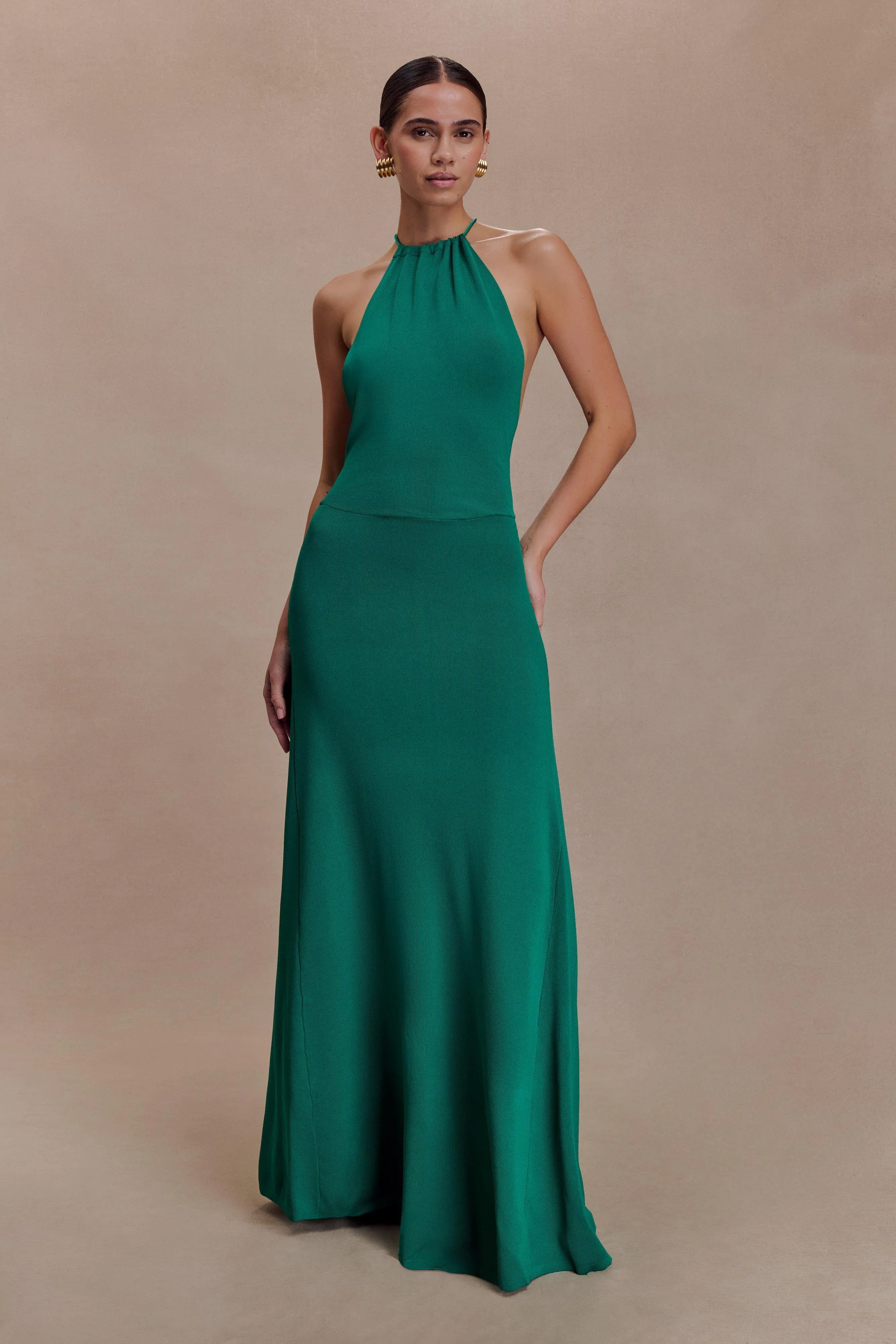 Meg Halter Tassel Maxi Dress - Emerald sold by Meshki product image thumbnail 5