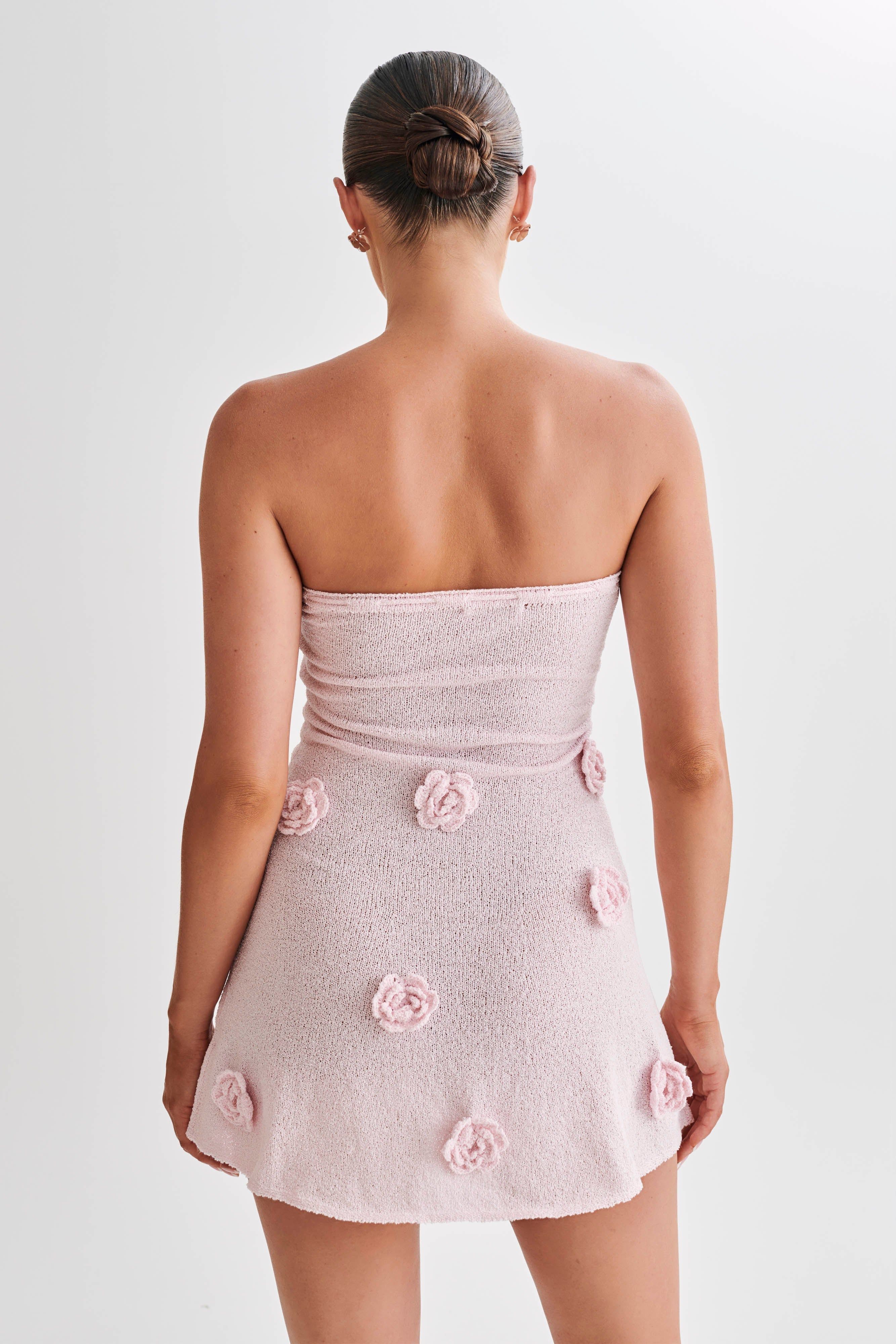 Connelly Strapless Crochet Mini Dress - Fairy Floss Pink sold by Meshki product image thumbnail 2