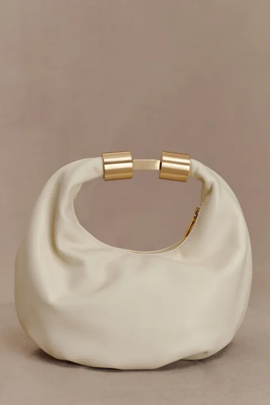 Bristol Mini Croissant Leather Bag - Ivory sold by Meshki