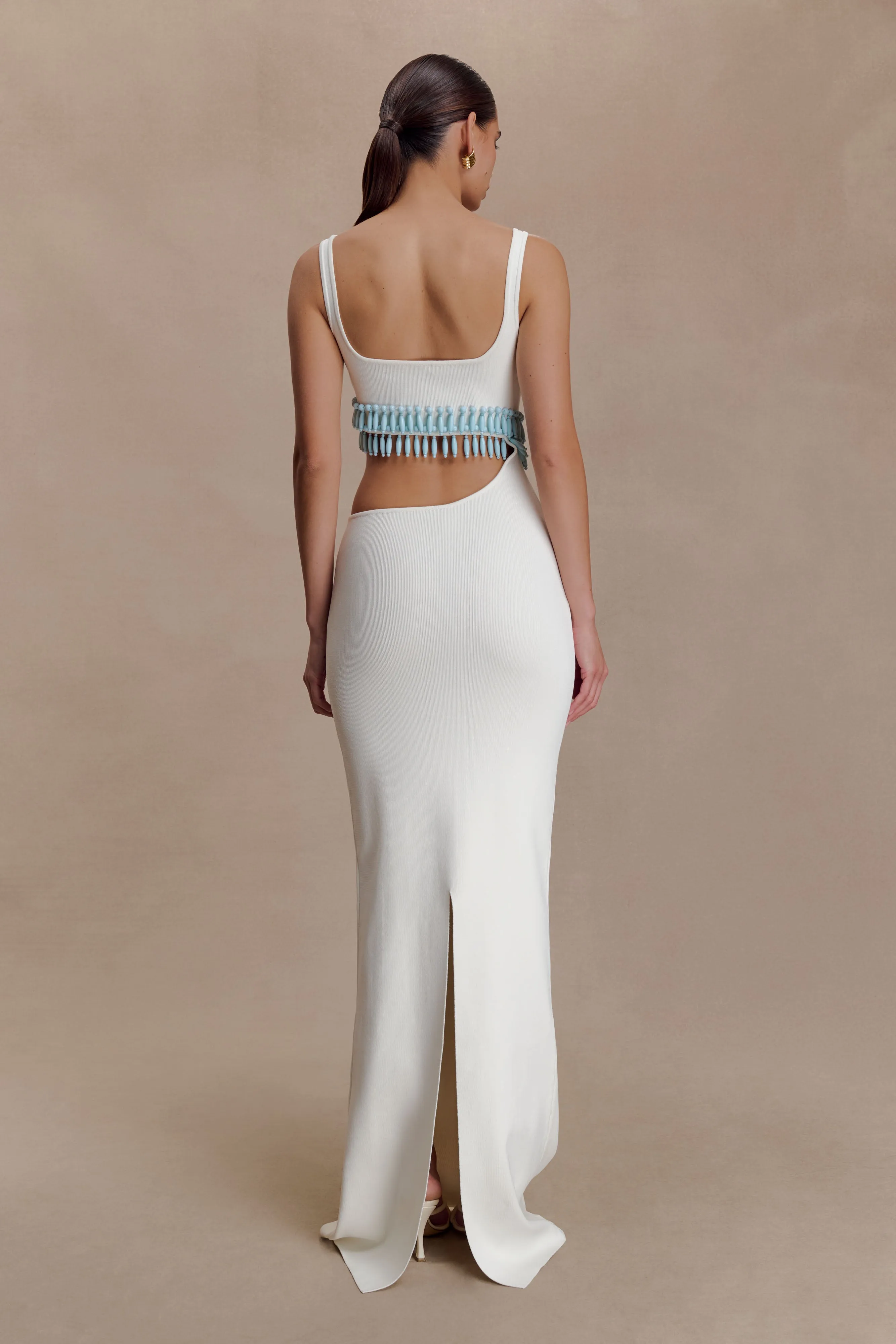 Ruvic Knit Maxi Beaded Dress - White sold by Meshki product image thumbnail 2