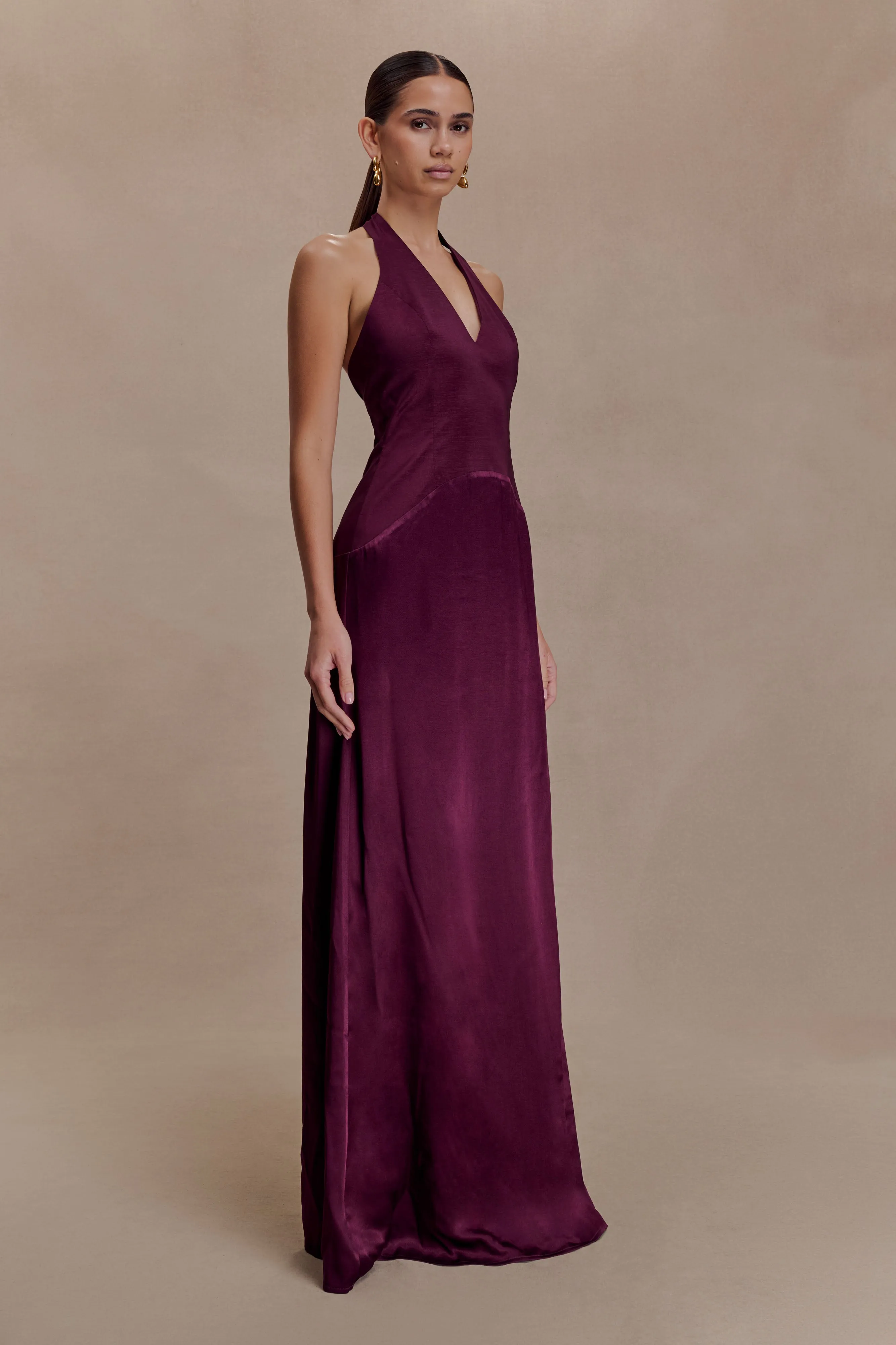 Maura Taffeta And Satin Maxi Dress - Wine sold by Meshki product image thumbnail 3