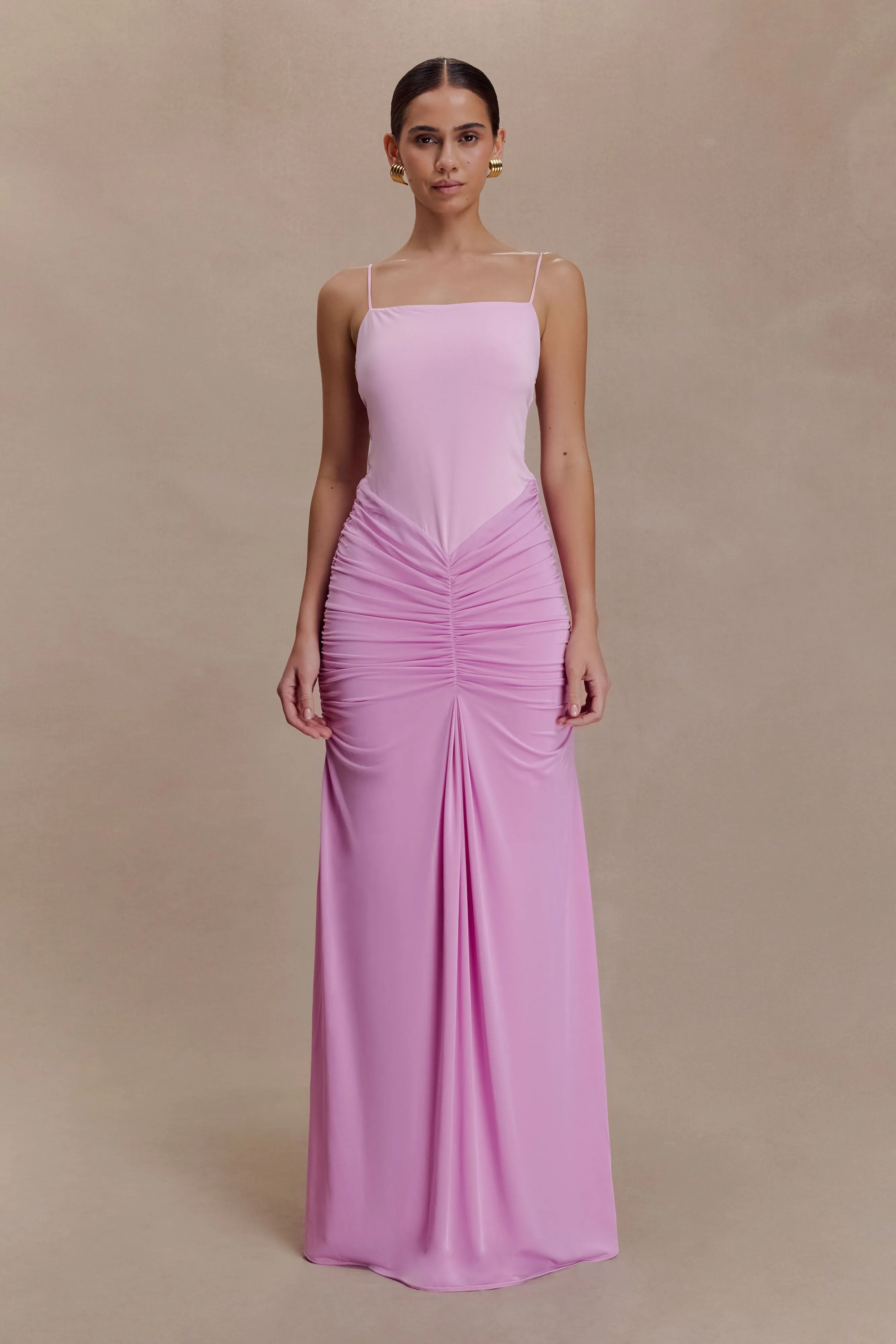 Roisin Slinky Maxi Dress - Powder Pink sold by Meshki