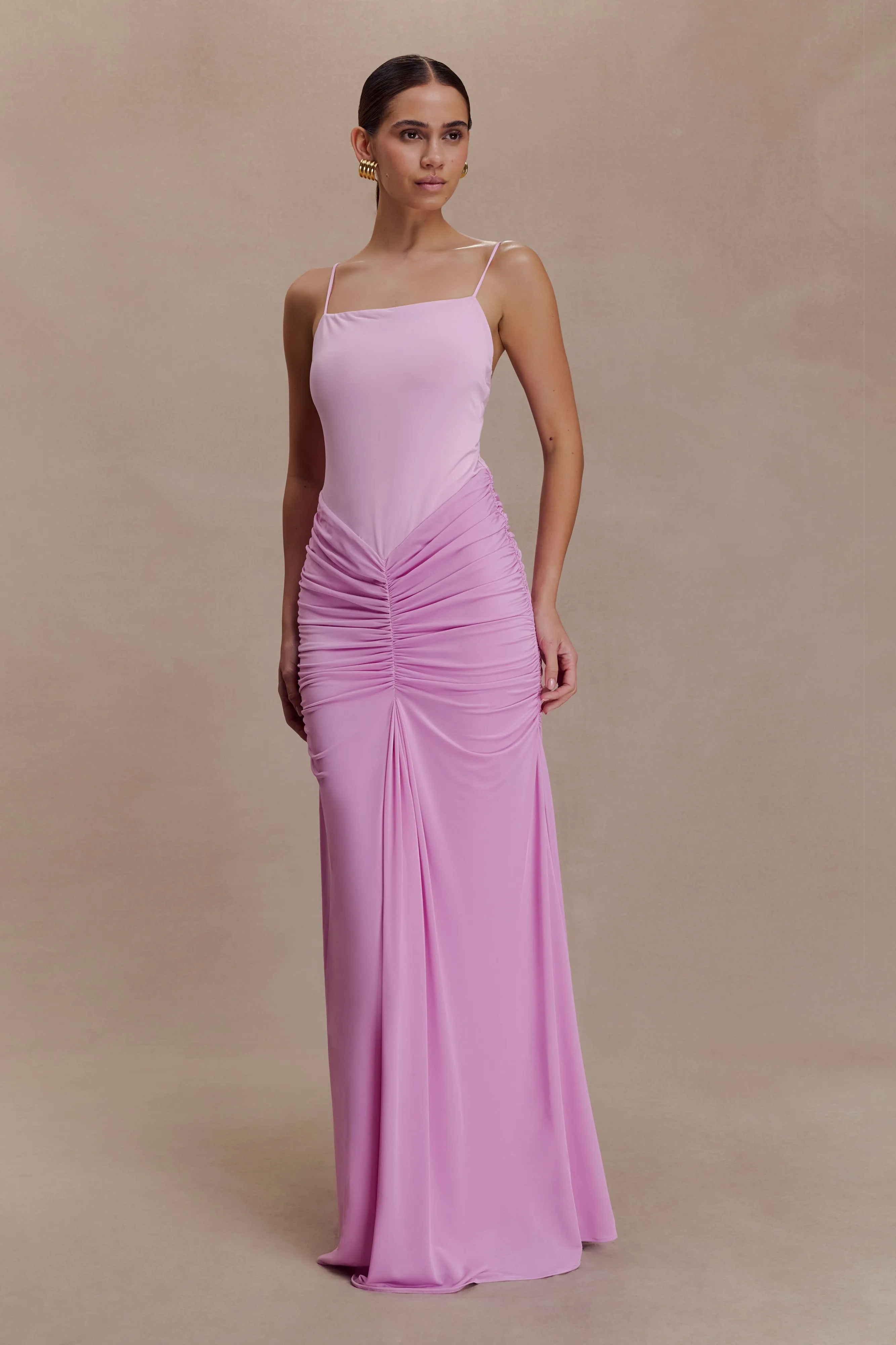 Roisin Slinky Maxi Dress - Powder Pink sold by Meshki product image thumbnail 5