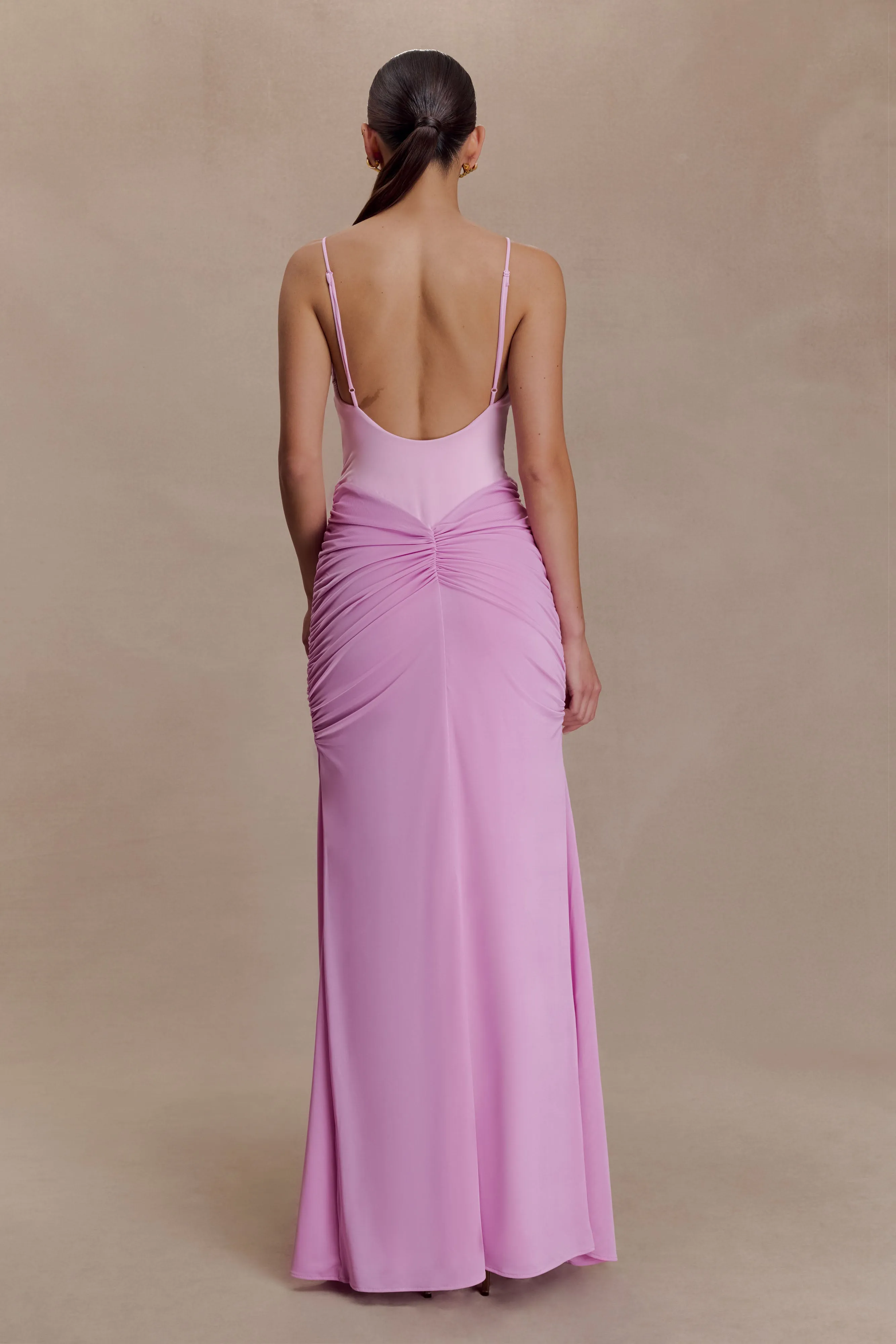 Roisin Slinky Maxi Dress - Powder Pink sold by Meshki product image thumbnail 2