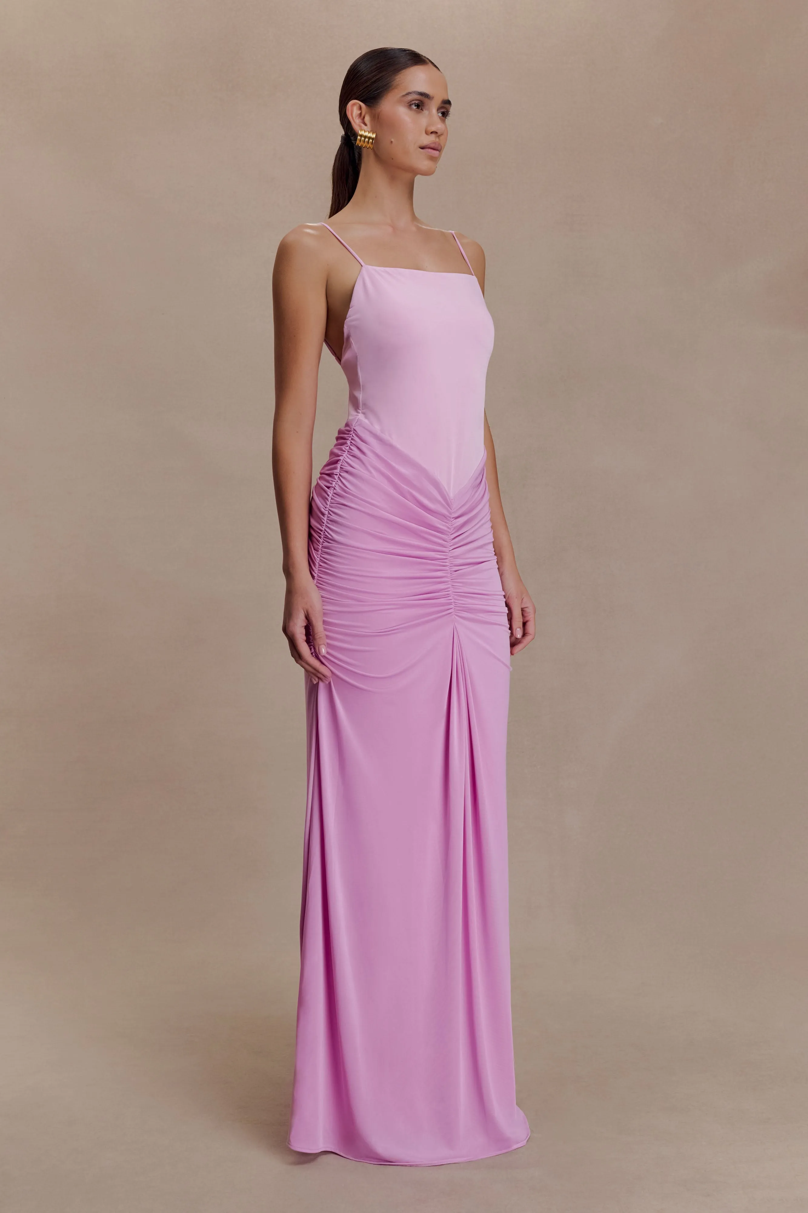 Roisin Slinky Maxi Dress - Powder Pink sold by Meshki product image thumbnail 3