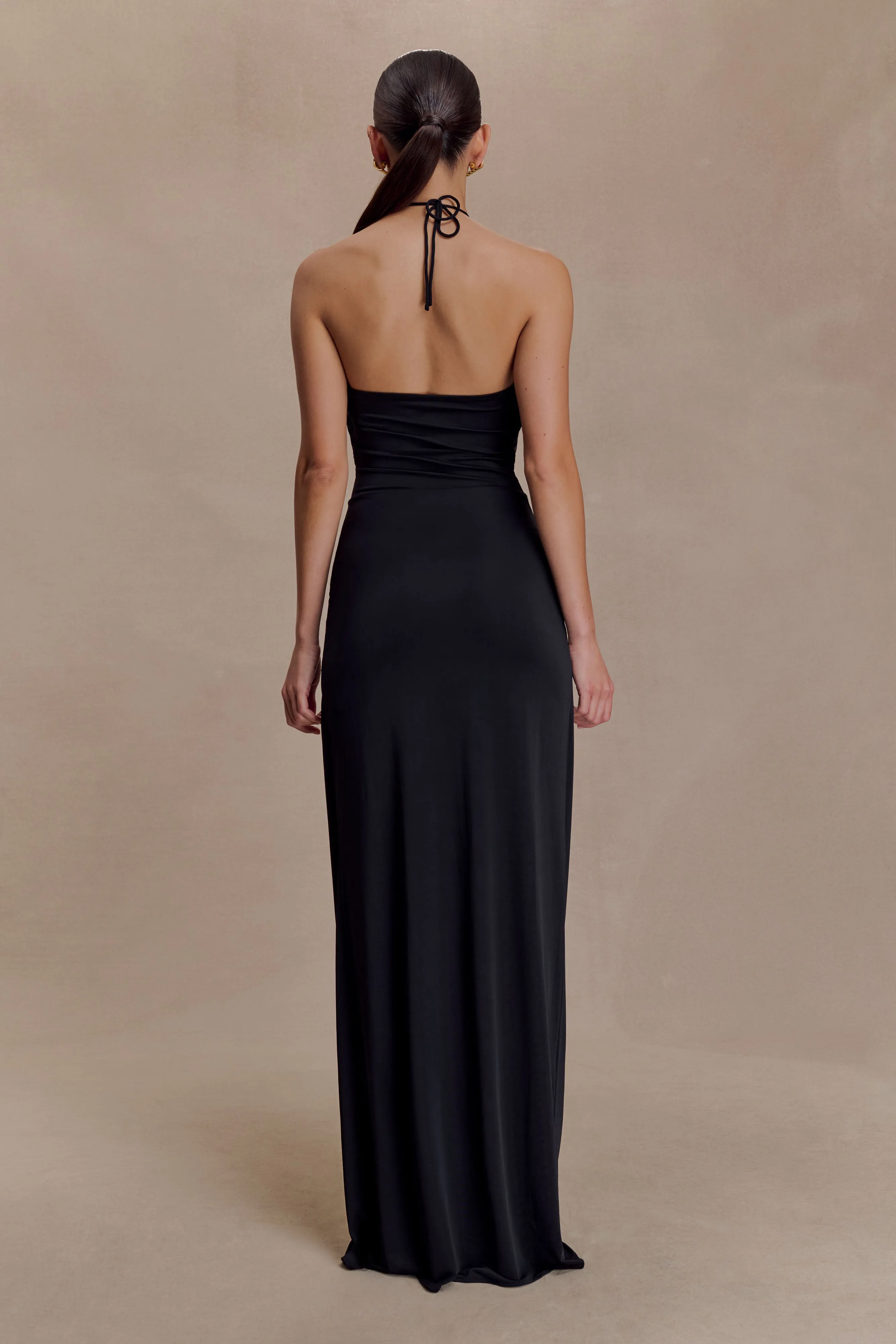 Quincy Halter Maxi Dress With Hardware - Black sold by Meshki product image thumbnail 2
