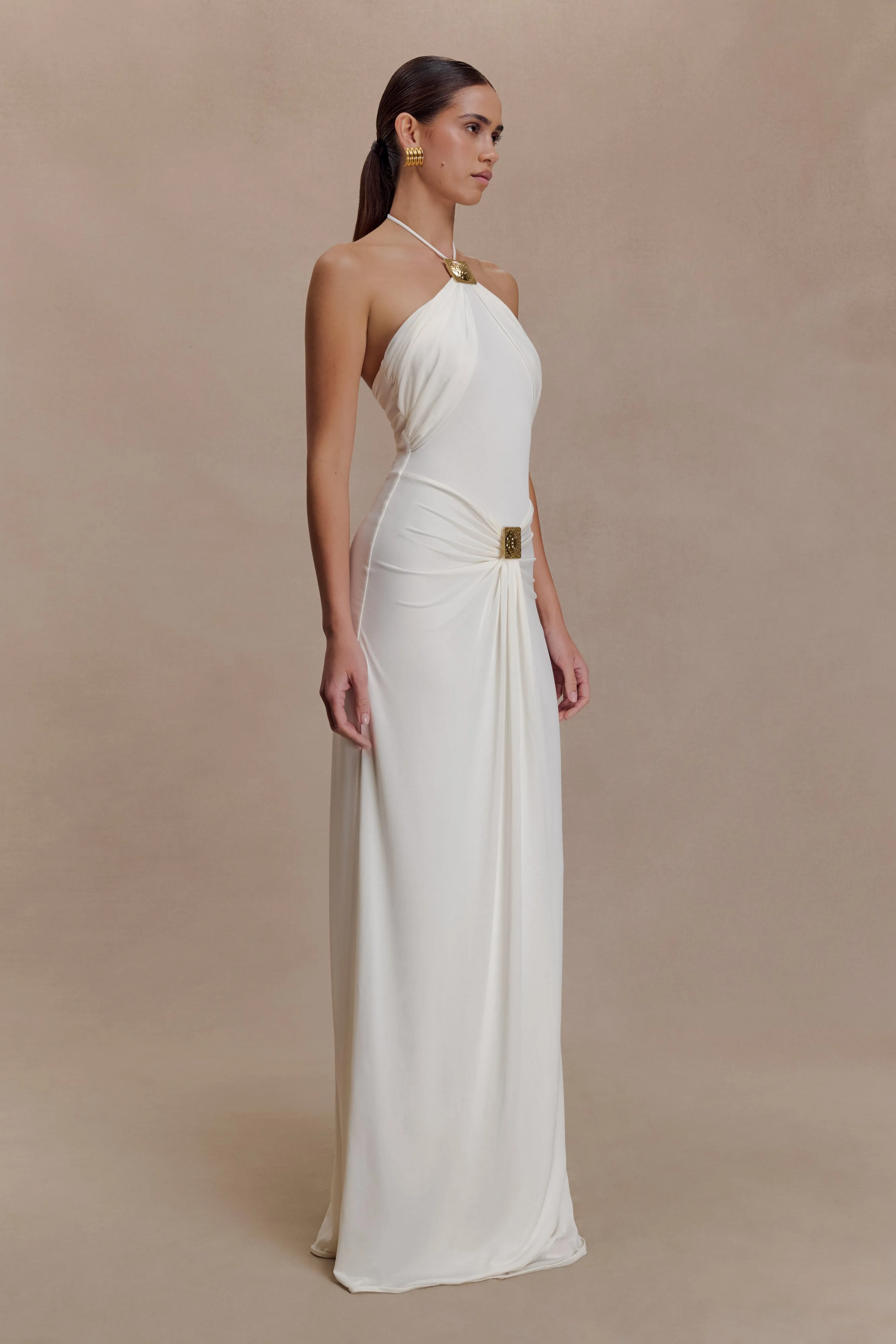 Quincy Halter Maxi Dress With Hardware - Ivory sold by Meshki product image thumbnail 3