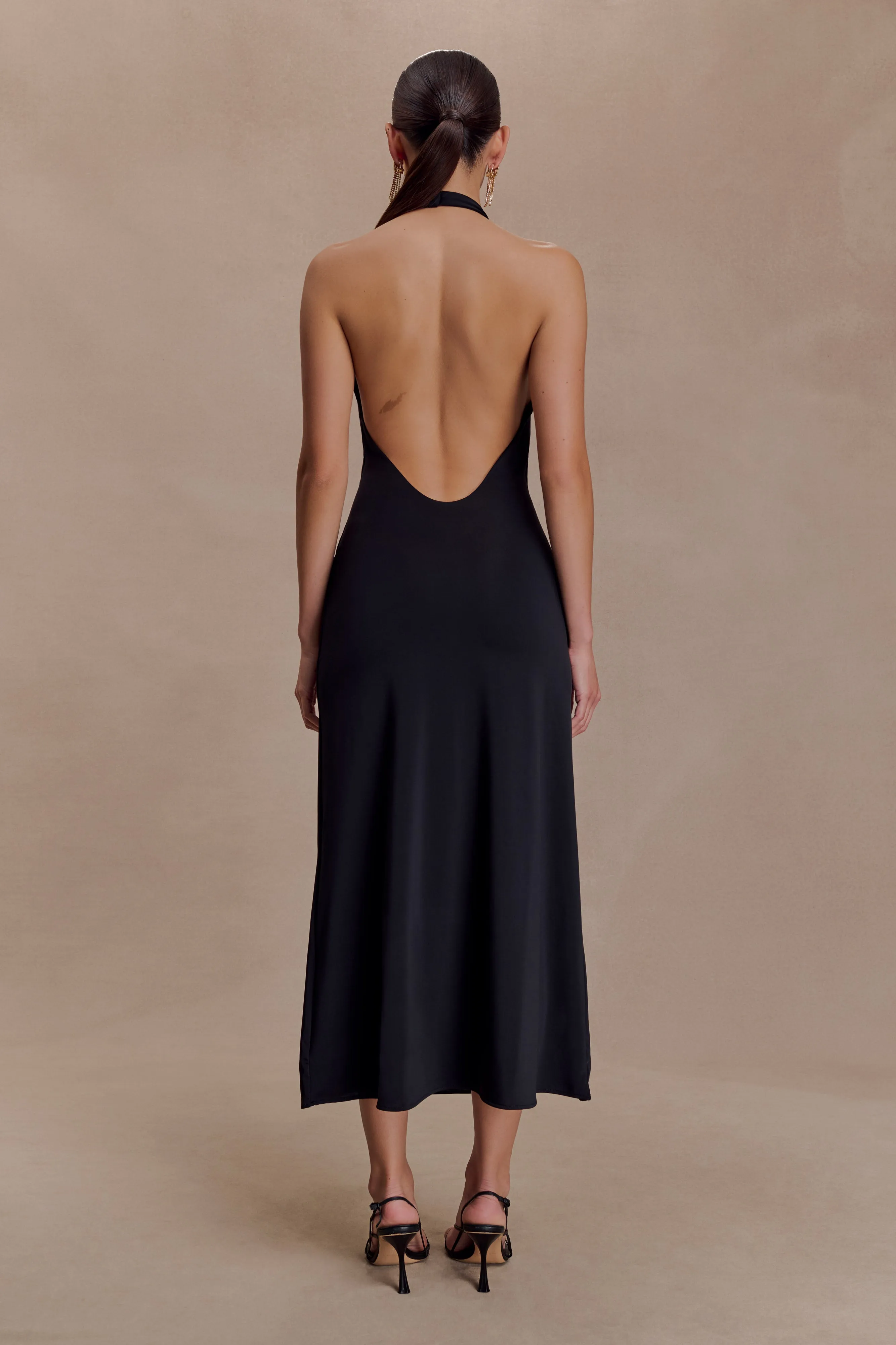 Genie Slinky Halter Midi Dress - Black sold by Meshki product image thumbnail 2