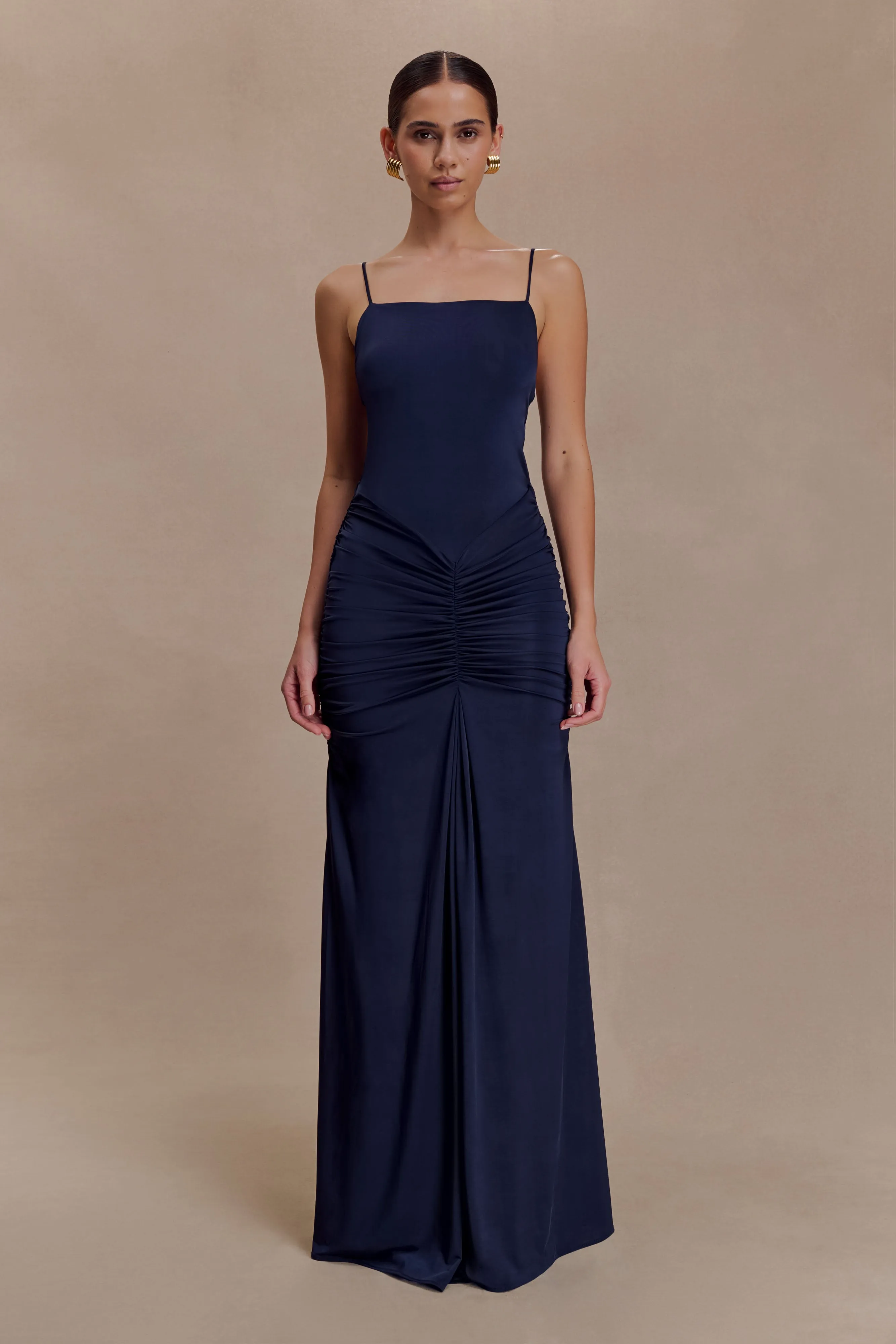 Roisin Slinky Maxi Dress - Navy sold by Meshki