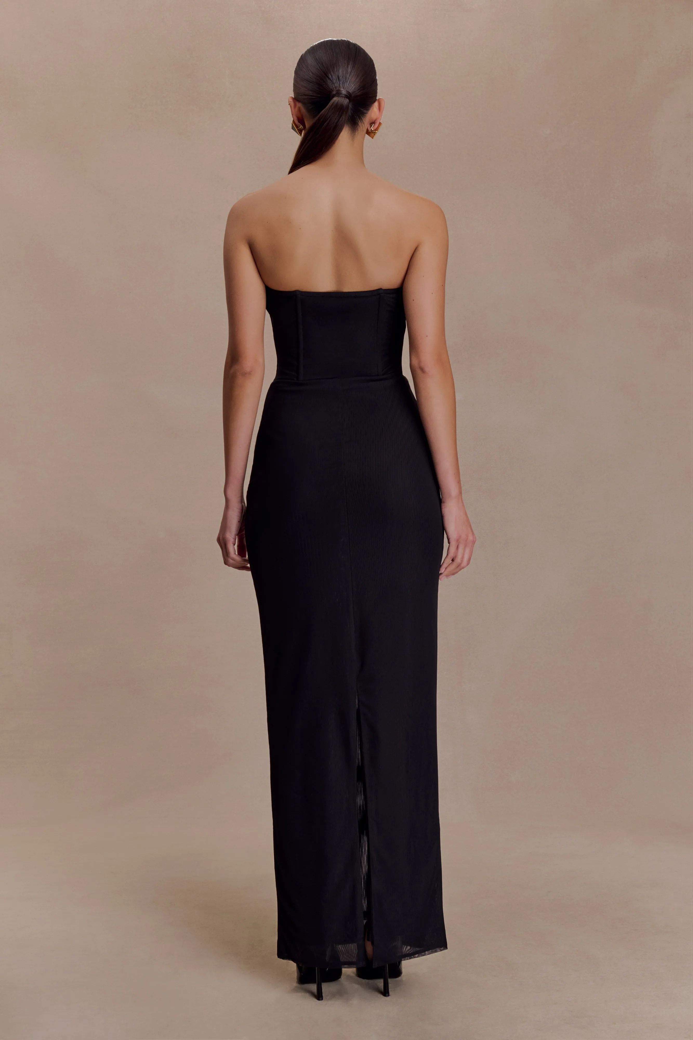 Gemma Strapless Mesh Maxi Dress - Black sold by Meshki product image thumbnail 2