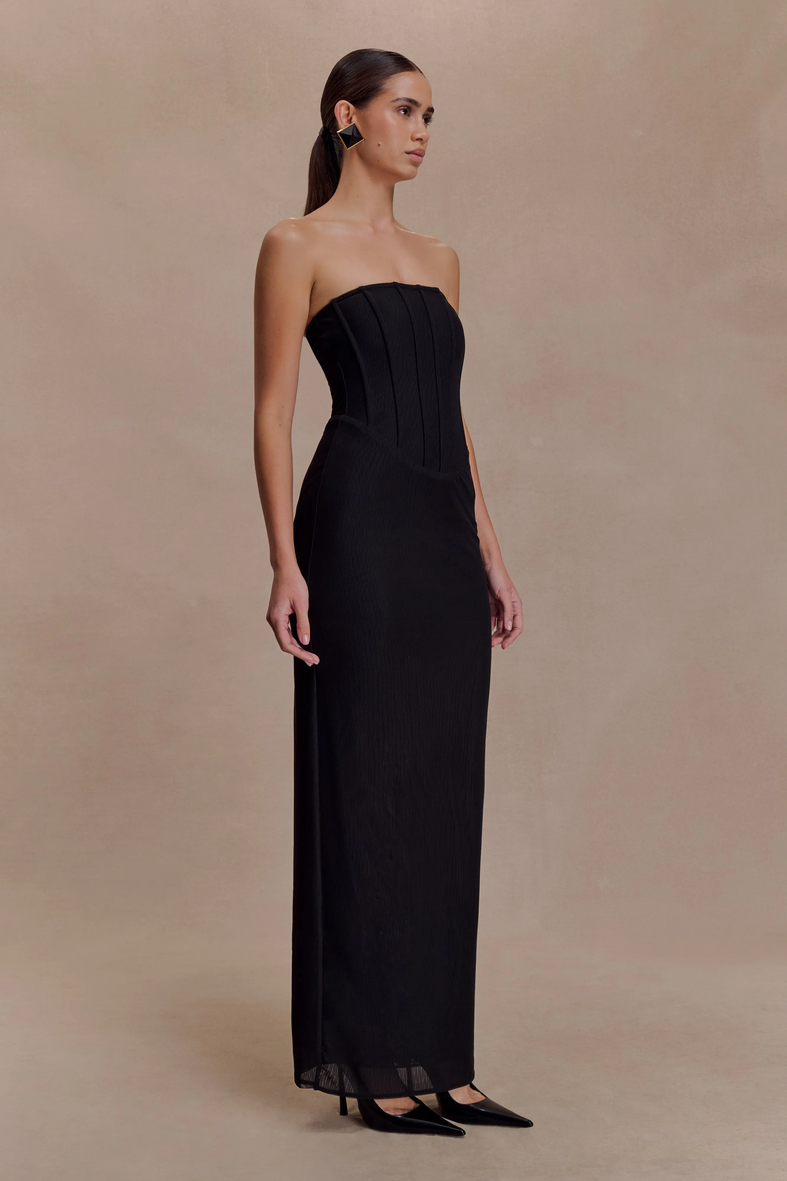 Gemma Strapless Mesh Maxi Dress - Black sold by Meshki product image thumbnail 3