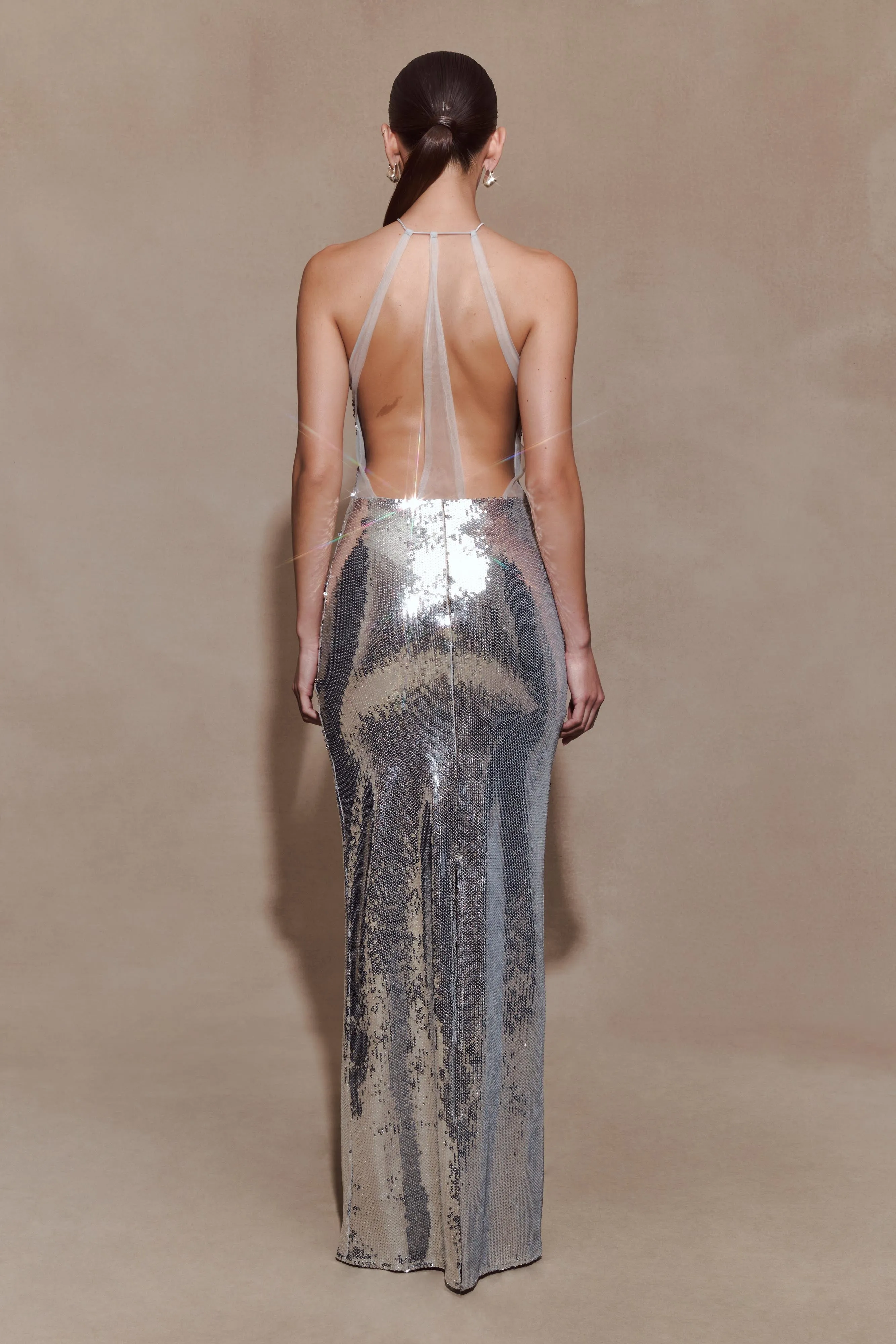 Baldwin Sequin Cut Out Maxi Dress - Silver sold by Meshki product image thumbnail 2