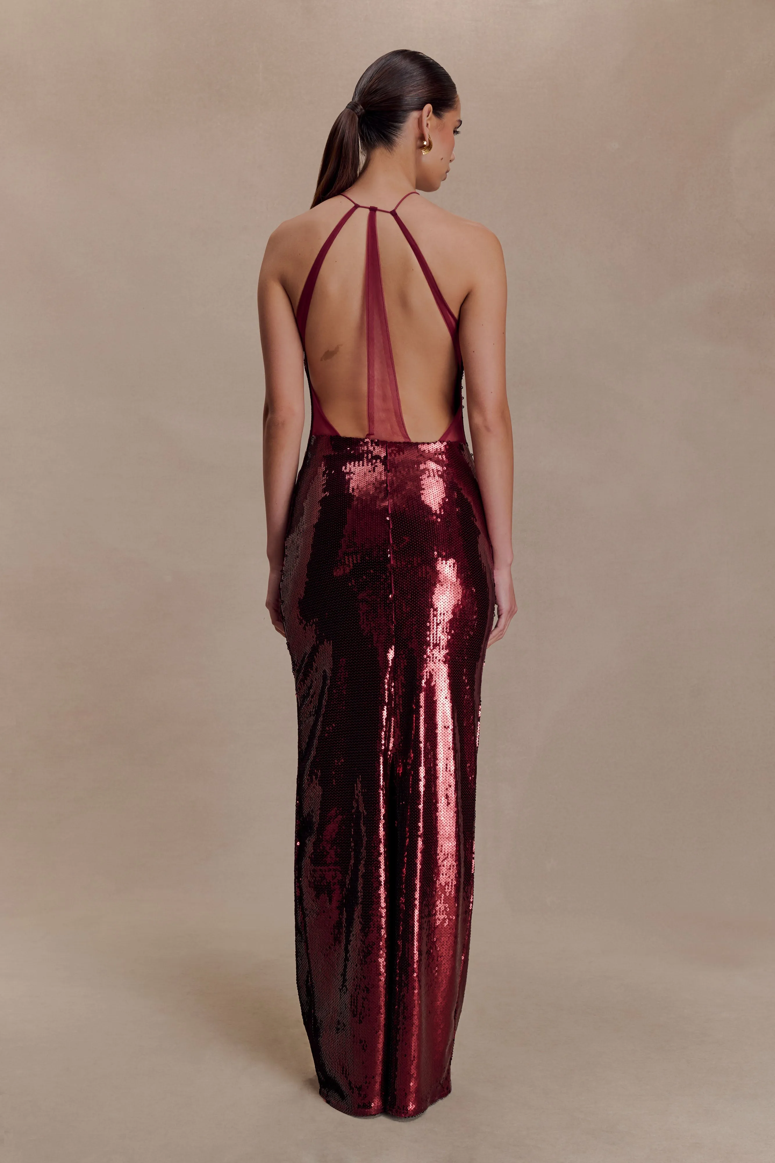 Baldwin Sequin Cut Out Maxi Dress - Mahogany sold by Meshki product image thumbnail 2