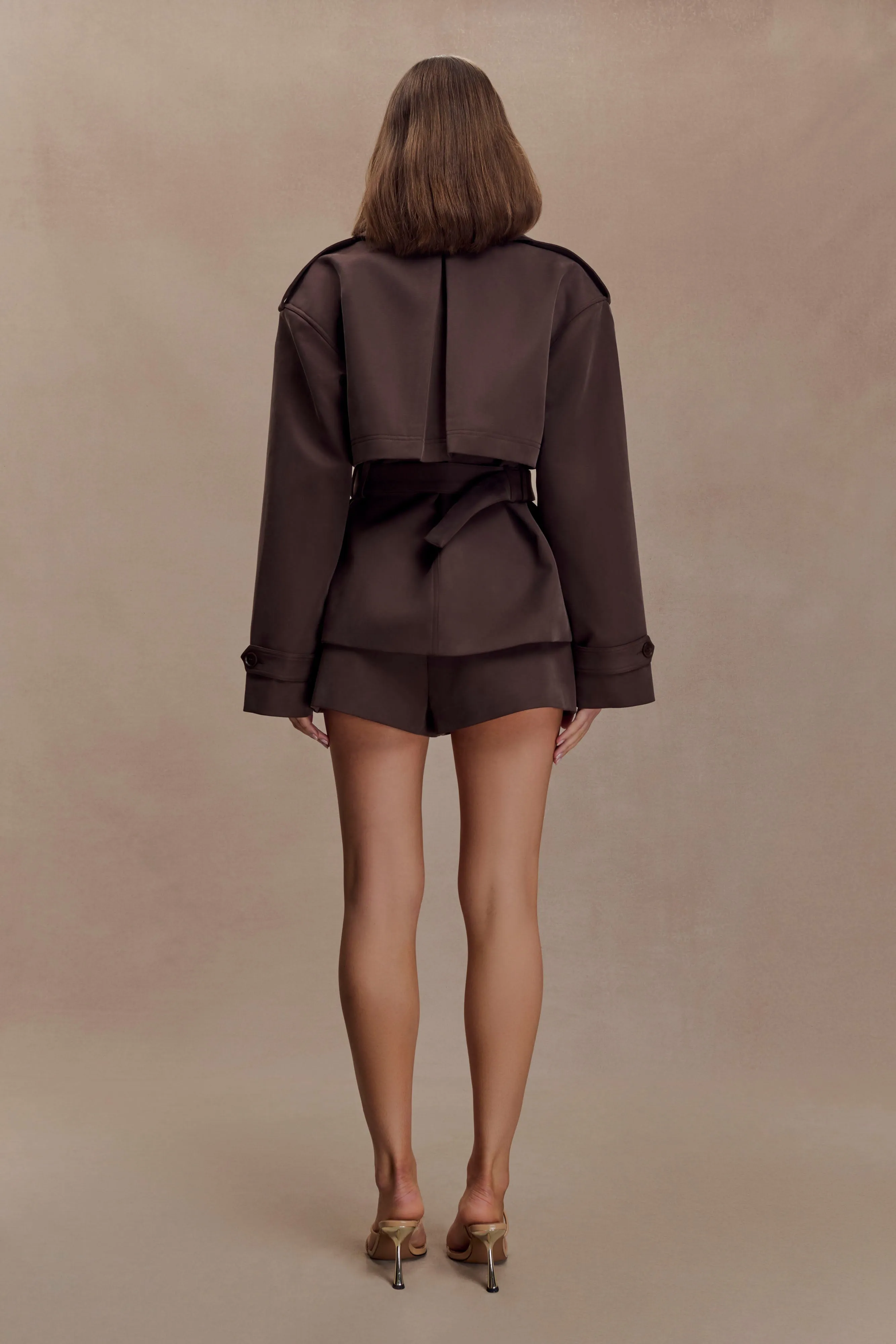 Alden Short Trench Jacket - Chocolate sold by Meshki product image thumbnail 5