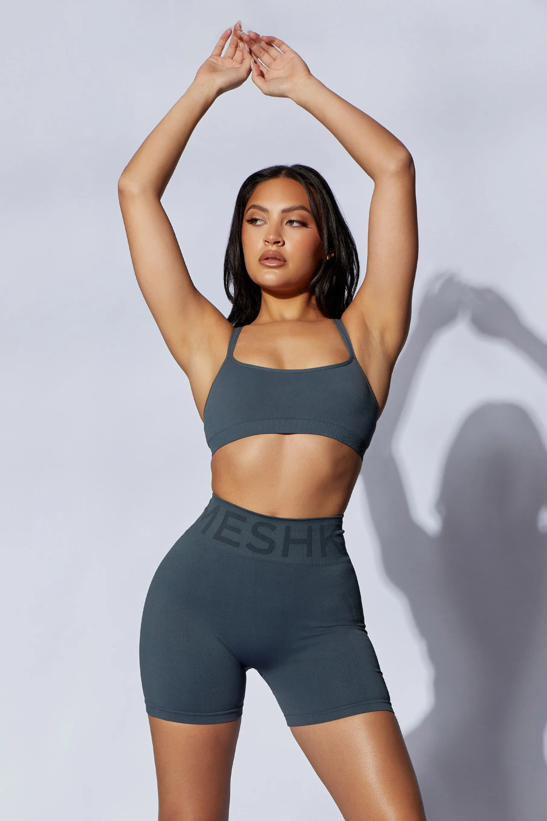 Nyx Cross Back Seamless Crop - Charcoal sold by Meshki product image thumbnail 5