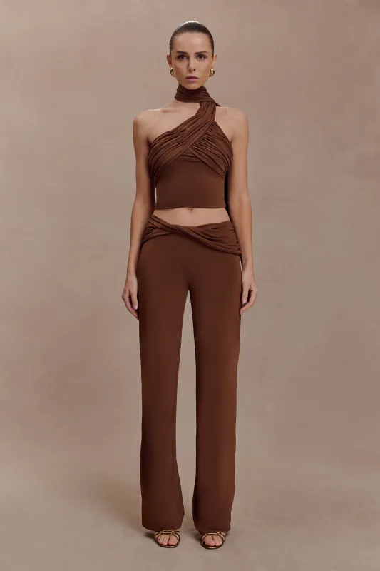 Lydia Slinky Straight Leg Pants - Chocolate made by Meshki