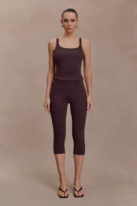 Blanca Stretch Crepe Capri Pants - Chocolate sold by Meshki