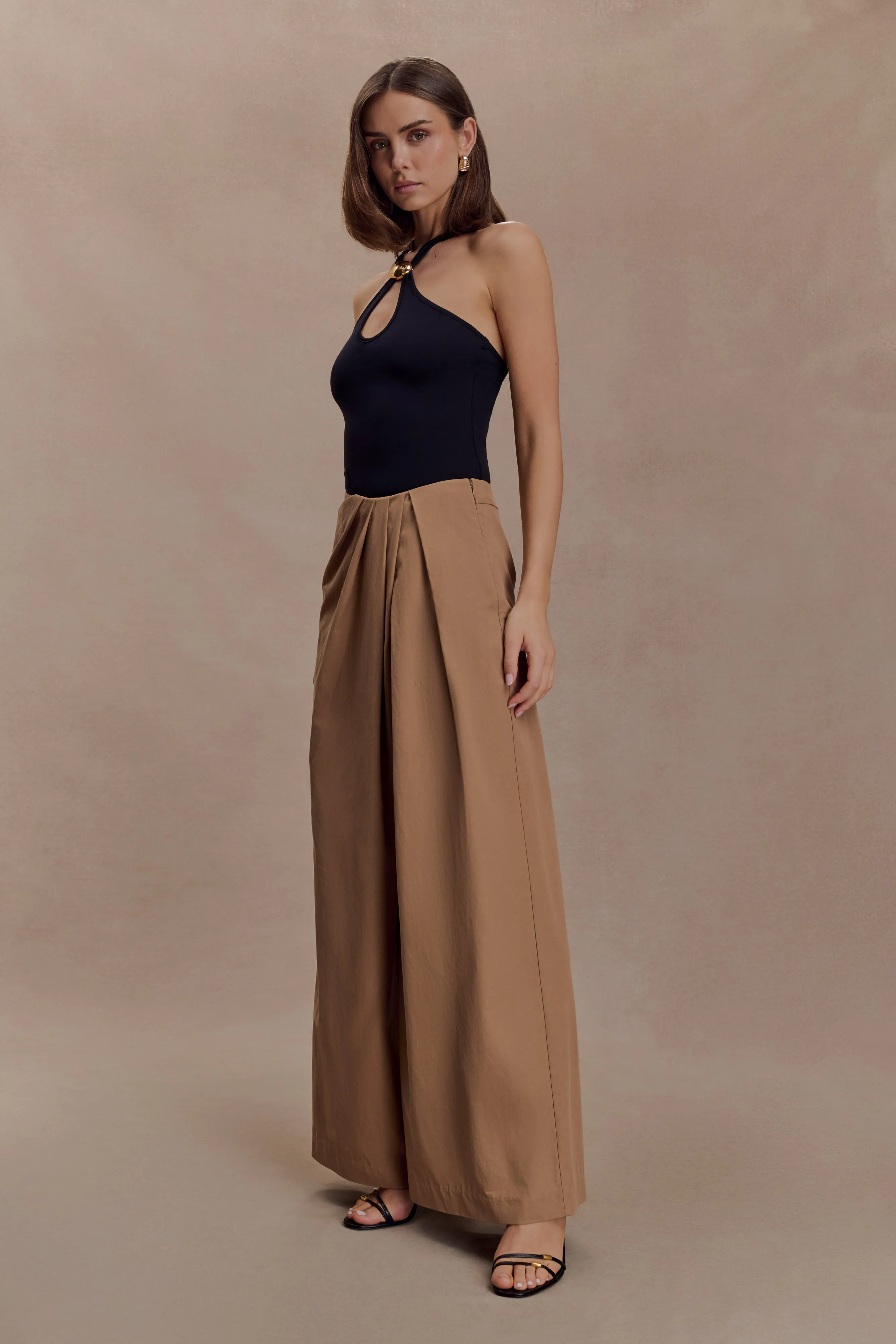 Owen Draped Wide Leg Pants - Mocha sold by Meshki product image thumbnail 4