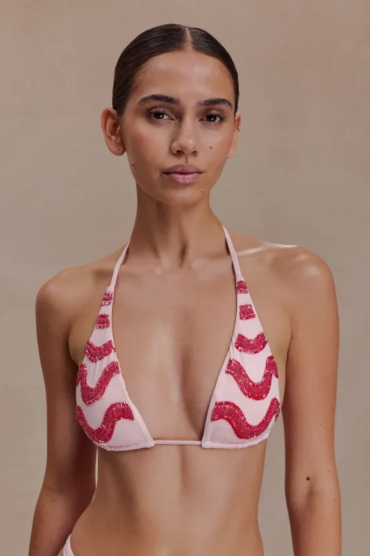 Robyn Beaded Triangle Bikini Top - Pink sold by Meshki