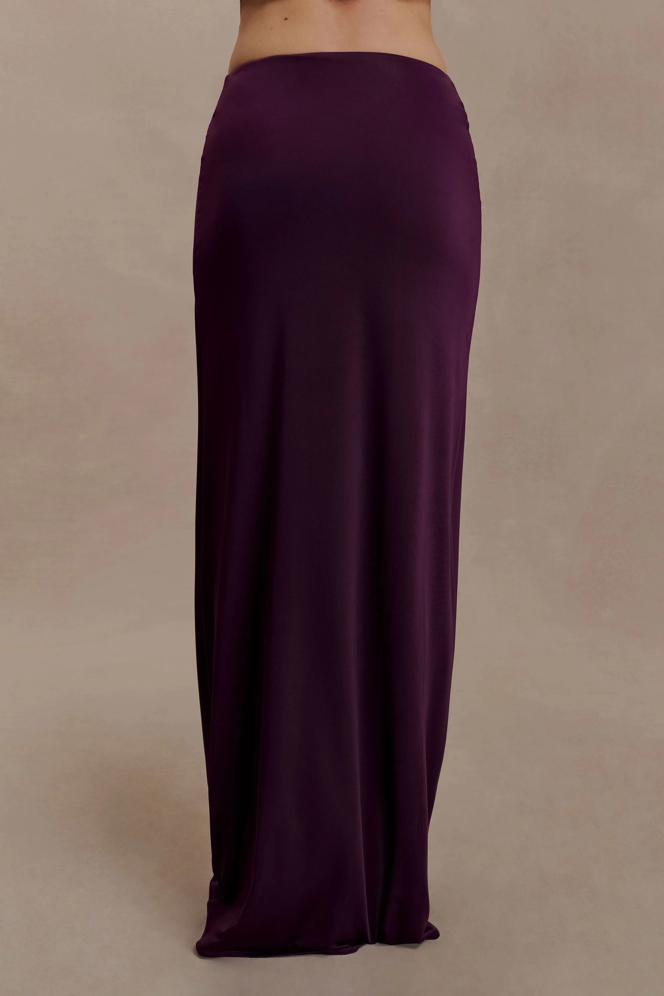 Erina Slinky Ruched Maxi Skirt With Hardware - Aubergine sold by Meshki product image thumbnail 5
