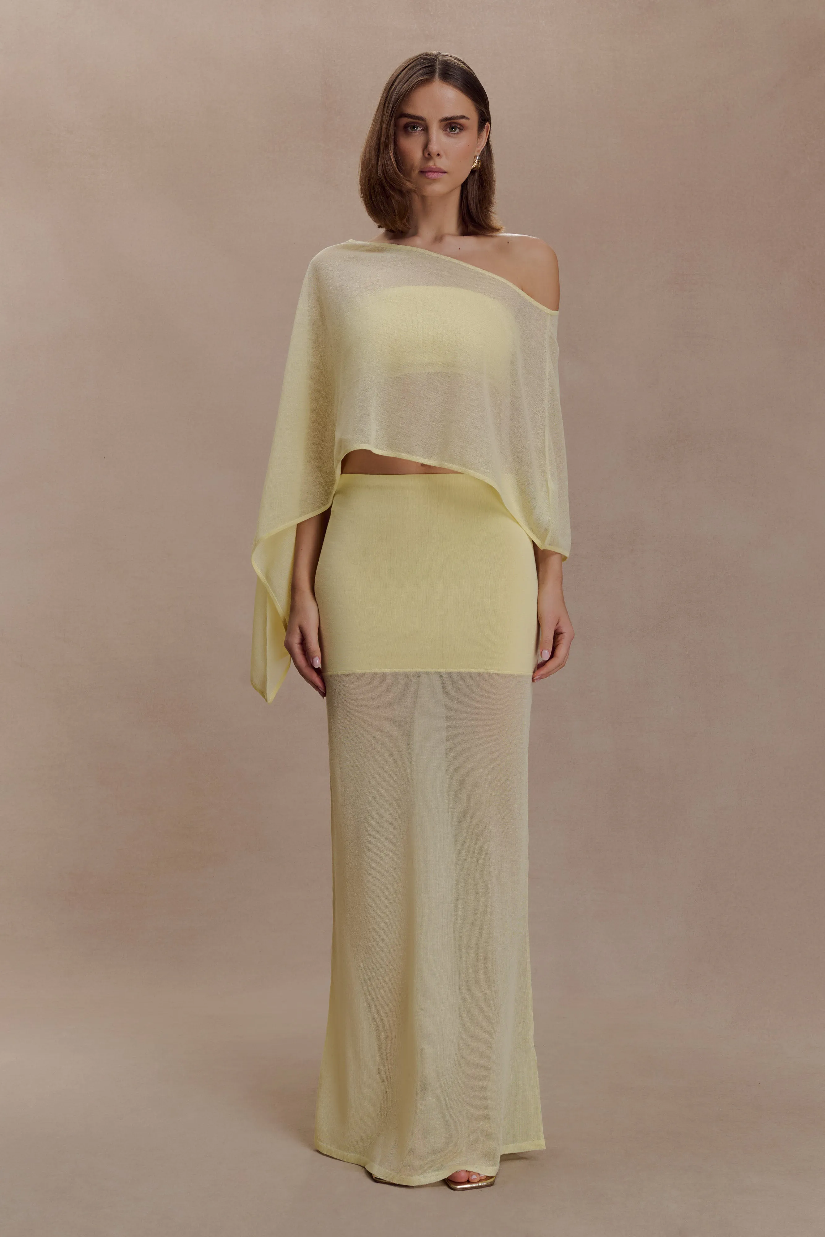 Tanyel Sheer And Bandage Knit Maxi Skirt - Lemon sold by Meshki product image thumbnail 3