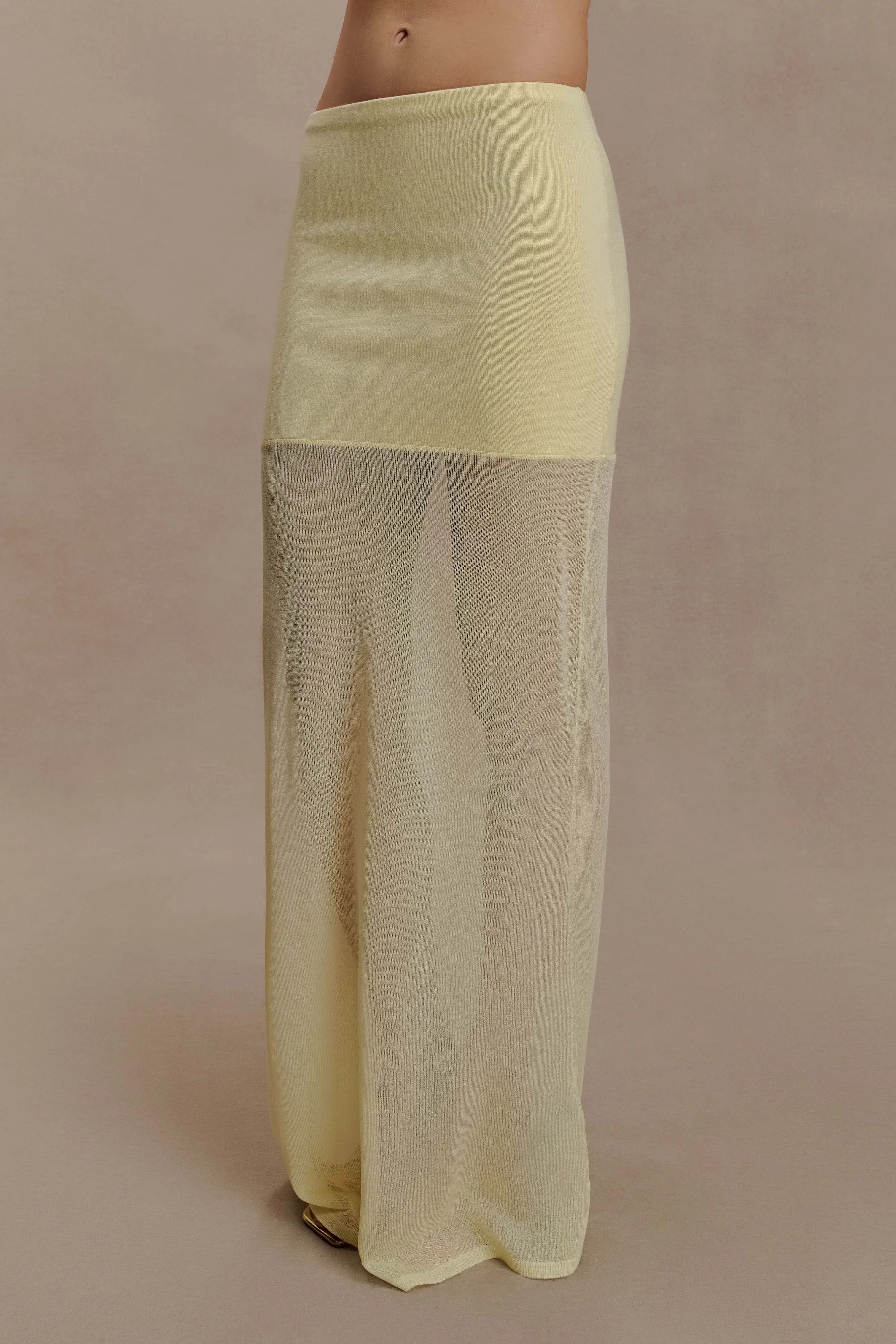 Tanyel Sheer And Bandage Knit Maxi Skirt - Lemon sold by Meshki product image thumbnail 4