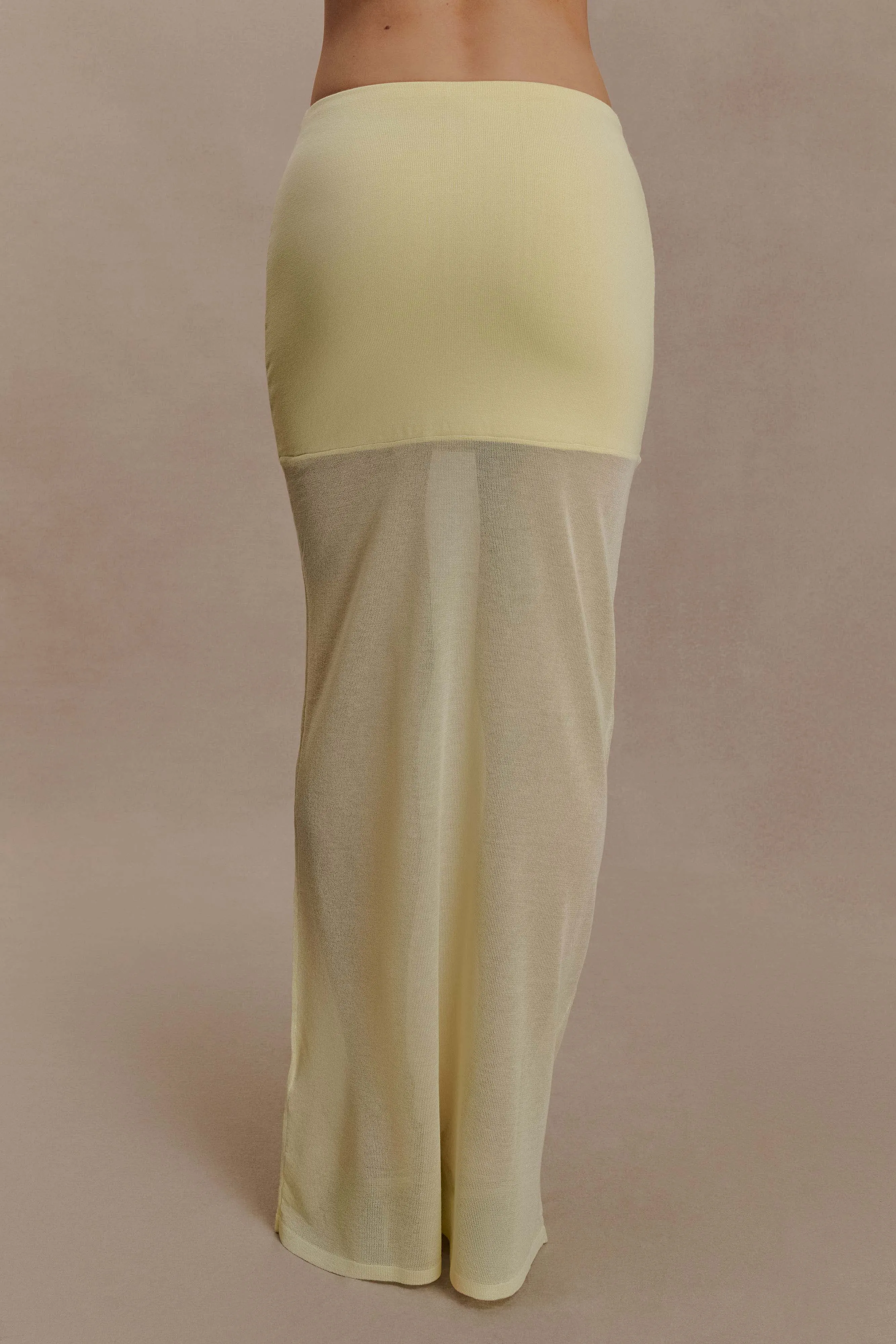 Tanyel Sheer And Bandage Knit Maxi Skirt - Lemon sold by Meshki product image thumbnail 5