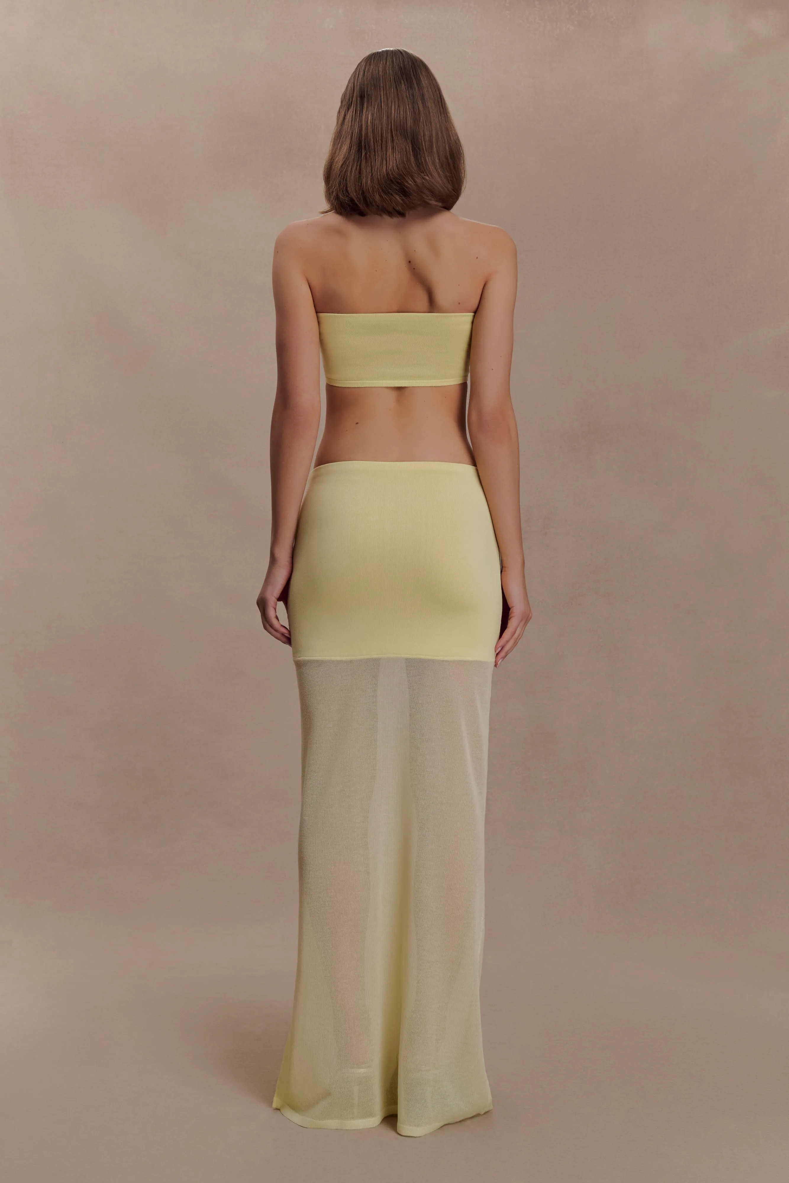 Tanyel Sheer And Bandage Knit Maxi Skirt - Lemon sold by Meshki product image thumbnail 2