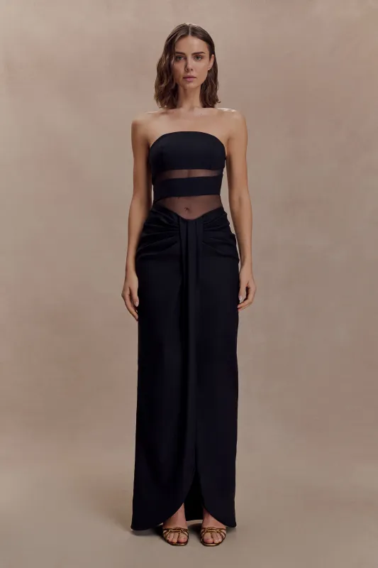 Paulina Cut Out Strapless Maxi Dress - Black sold by Meshki