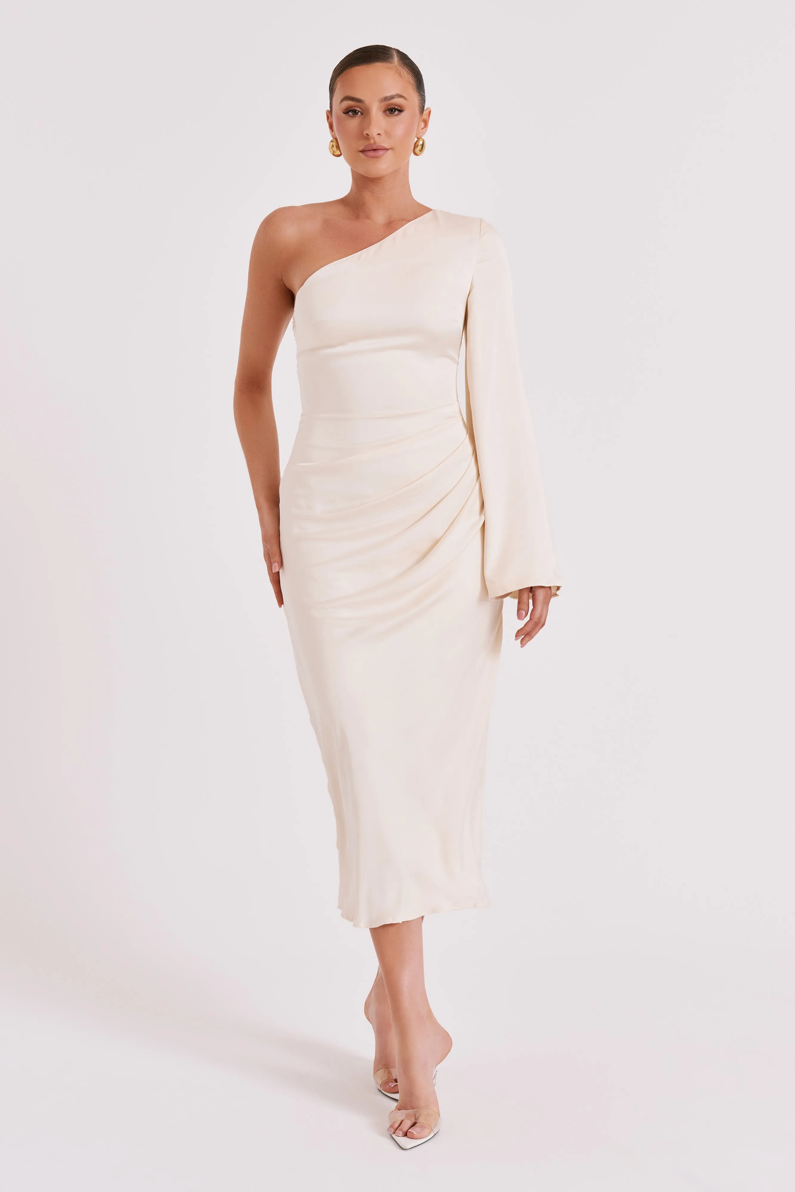 スーツ・フォーマル・ドレス Acka one shoulder point one-piece ivory Nyomi One Shoulder Maxi Dress - Ivory | Parallel