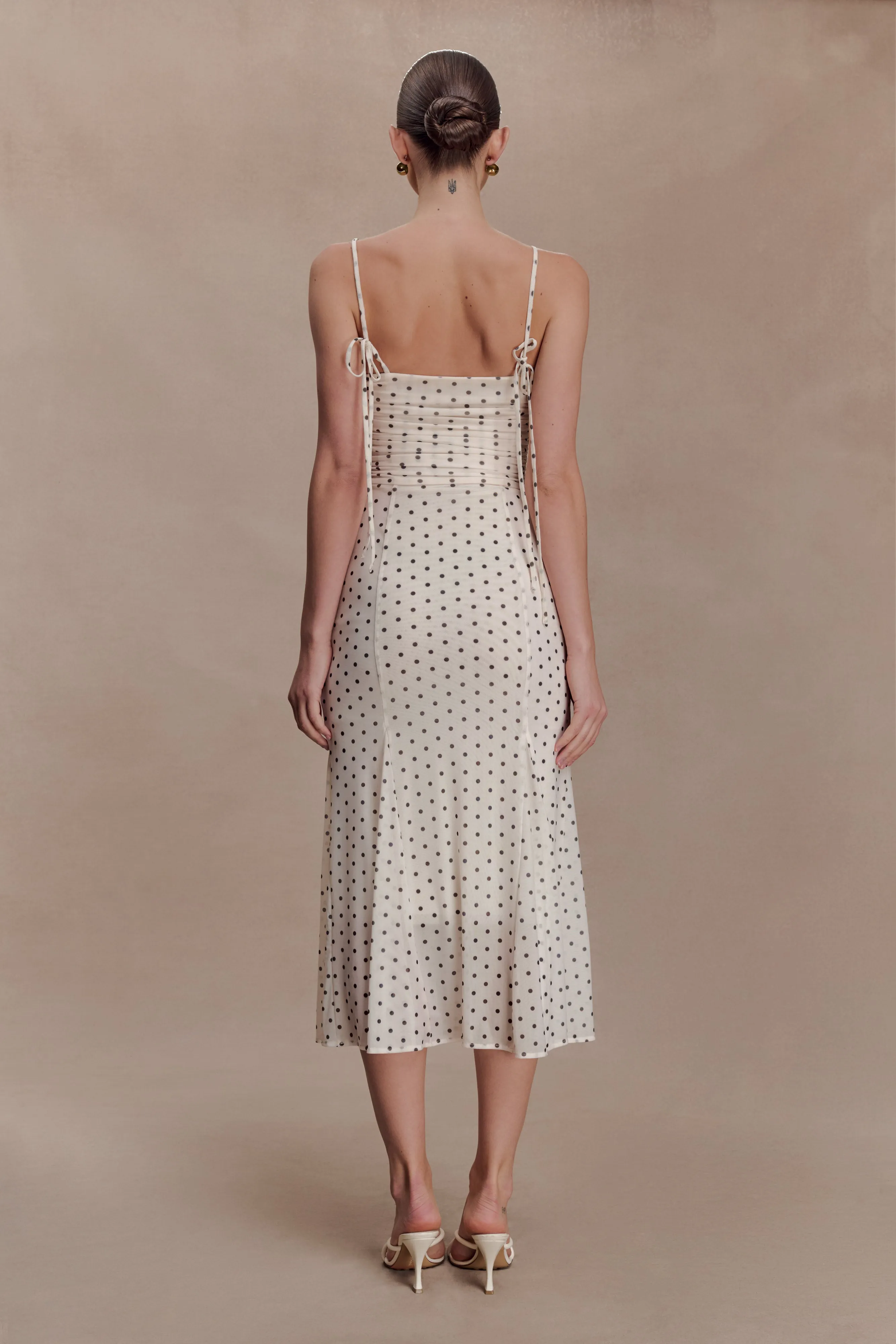 Willa Gathered Mesh Midi Dress - Polka Dot sold by Meshki product image thumbnail 2