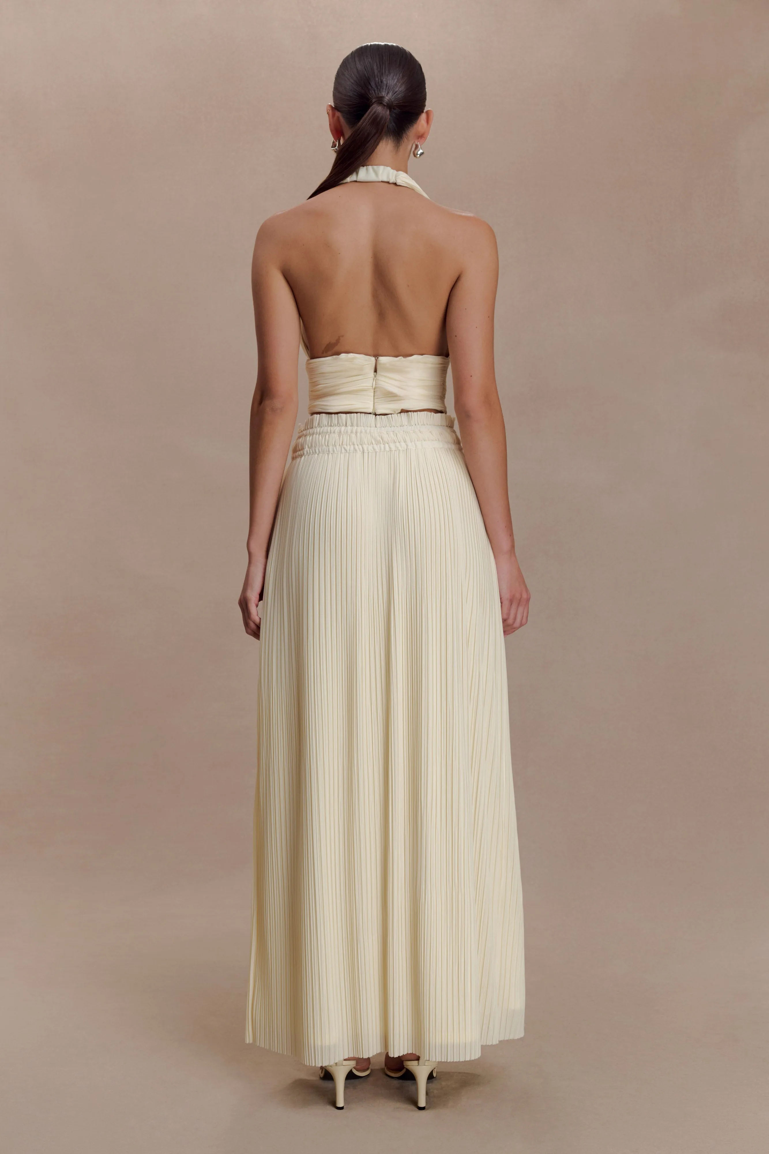 Amaris Gathered Plisse Maxi Skirt - Lemon sold by Meshki product image thumbnail 2