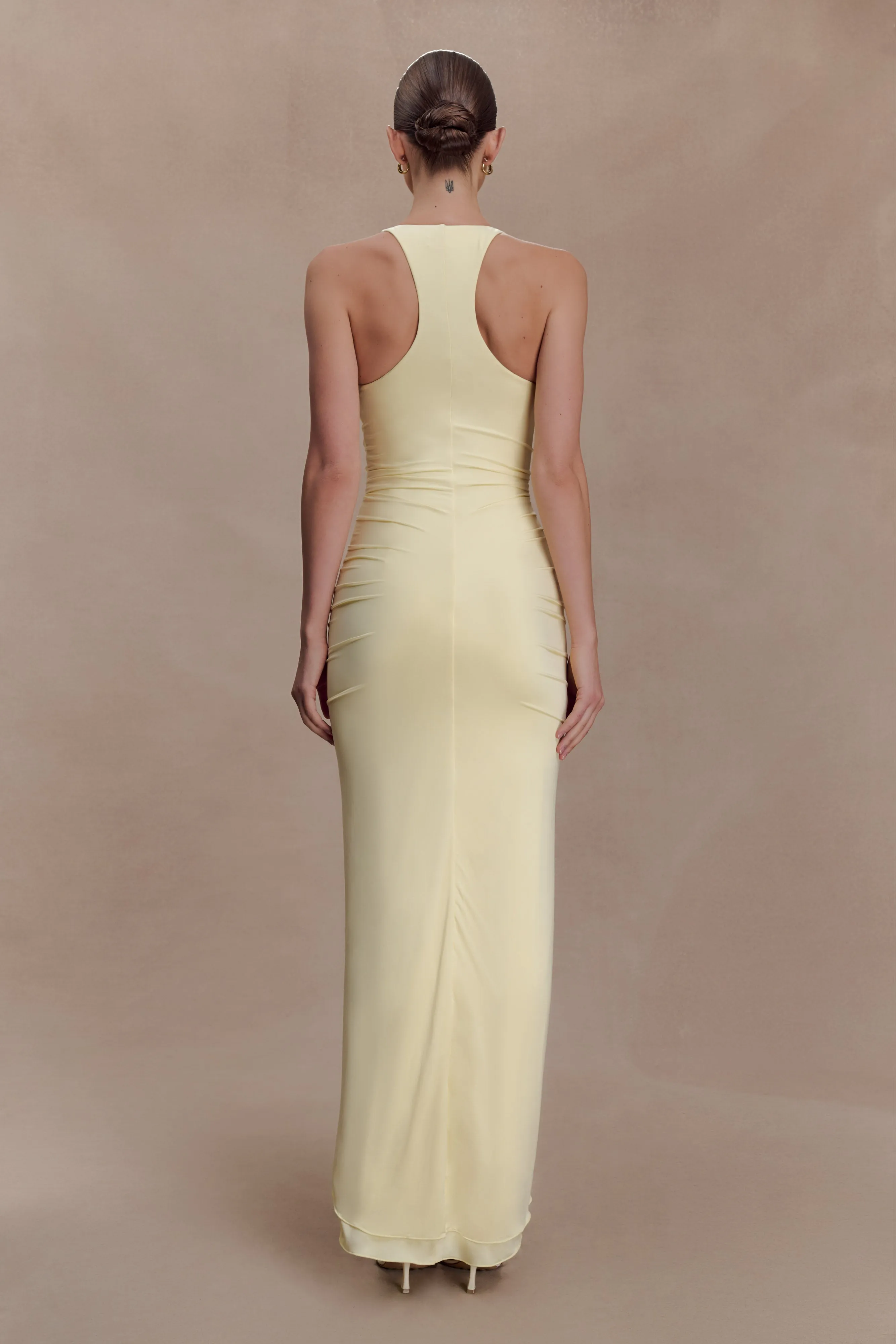 Alessandra Slinky Ruffle Maxi Dress - Lemon sold by Meshki product image thumbnail 2