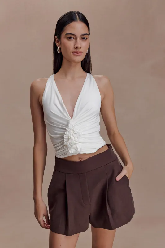 Alessandra Slinky Ruffle Top - Ivory sold by Meshki