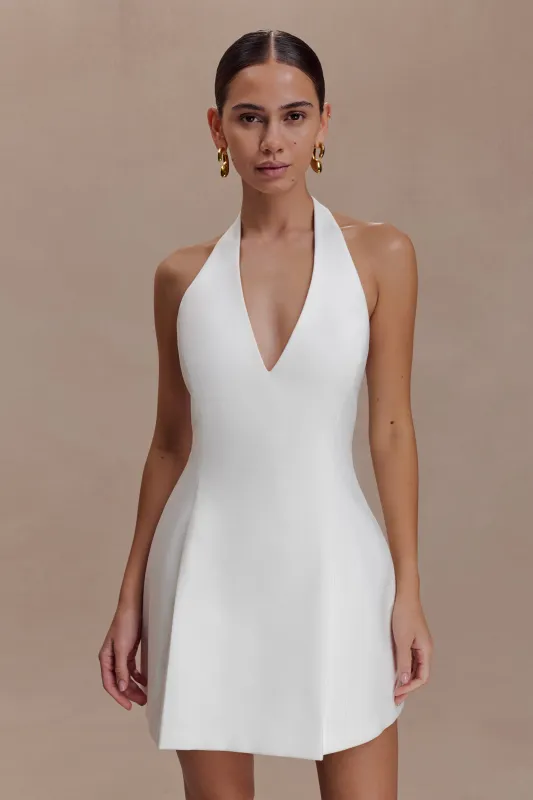 Nelly Halter Neck Cotton Mini Dress - White sold by Meshki