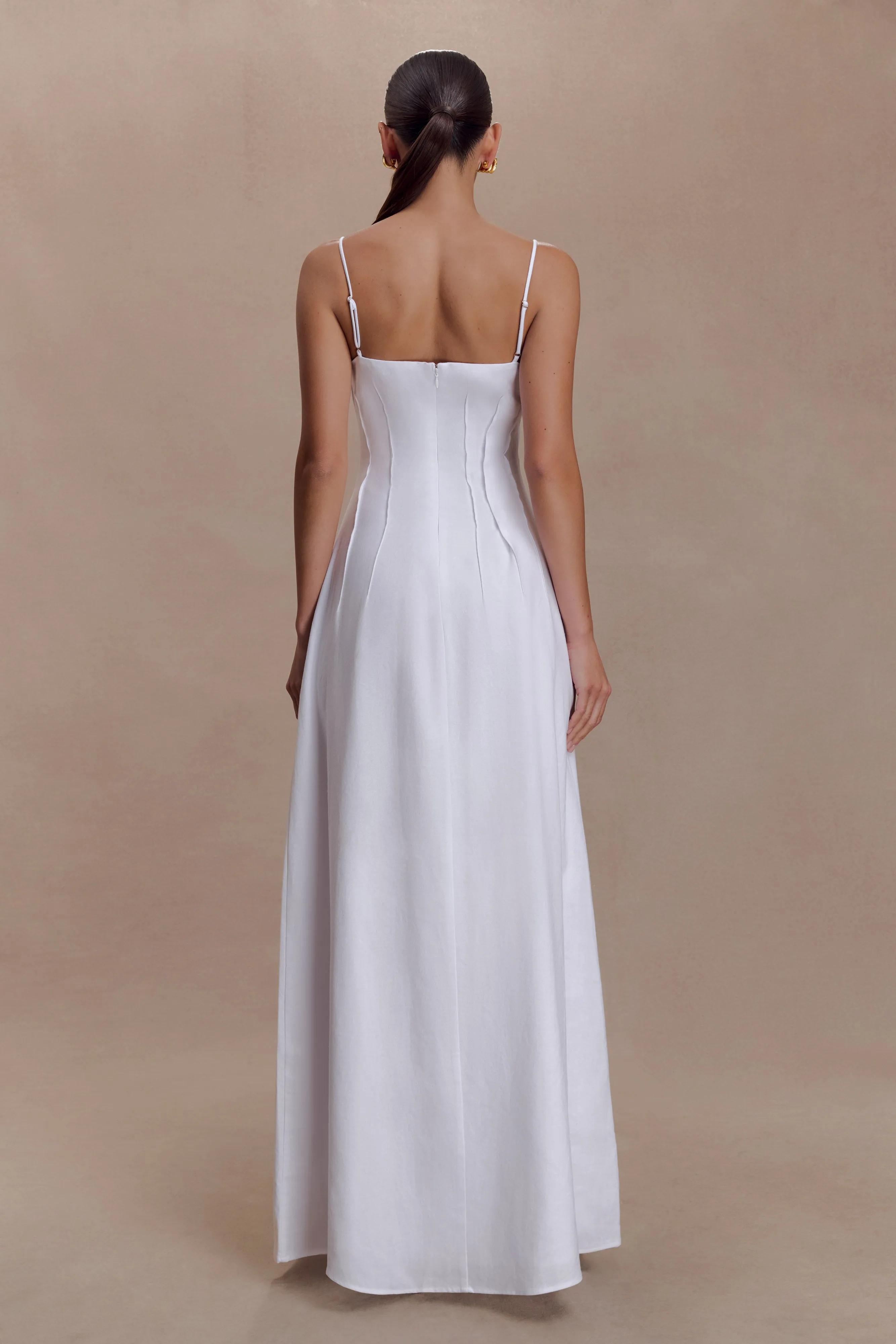 Sofie Pintuck Linen Maxi Dress - White sold by Meshki product image thumbnail 2
