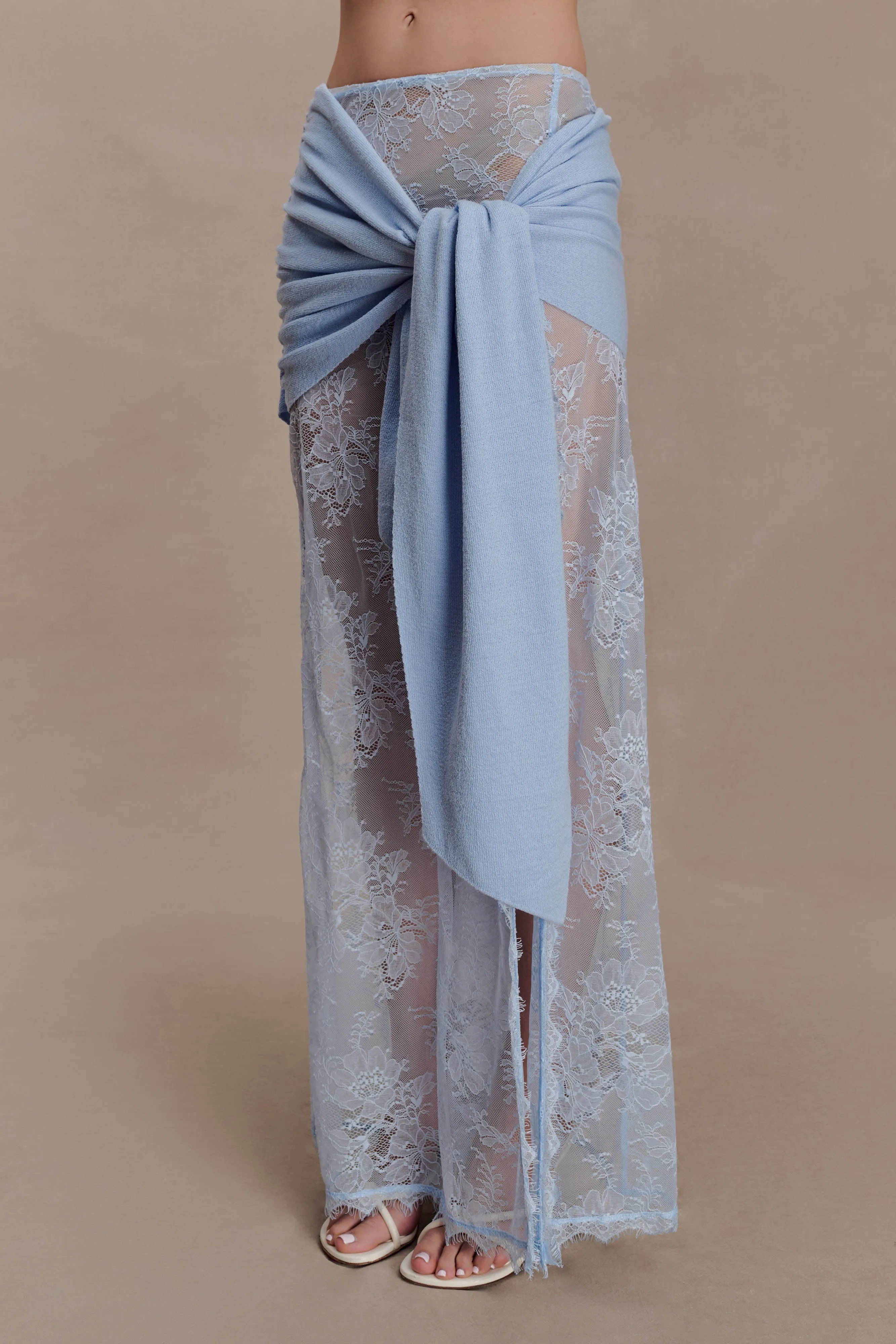 Lucy Lace And Knit Skirt - Cornflower Blue sold by Meshki product image thumbnail 4