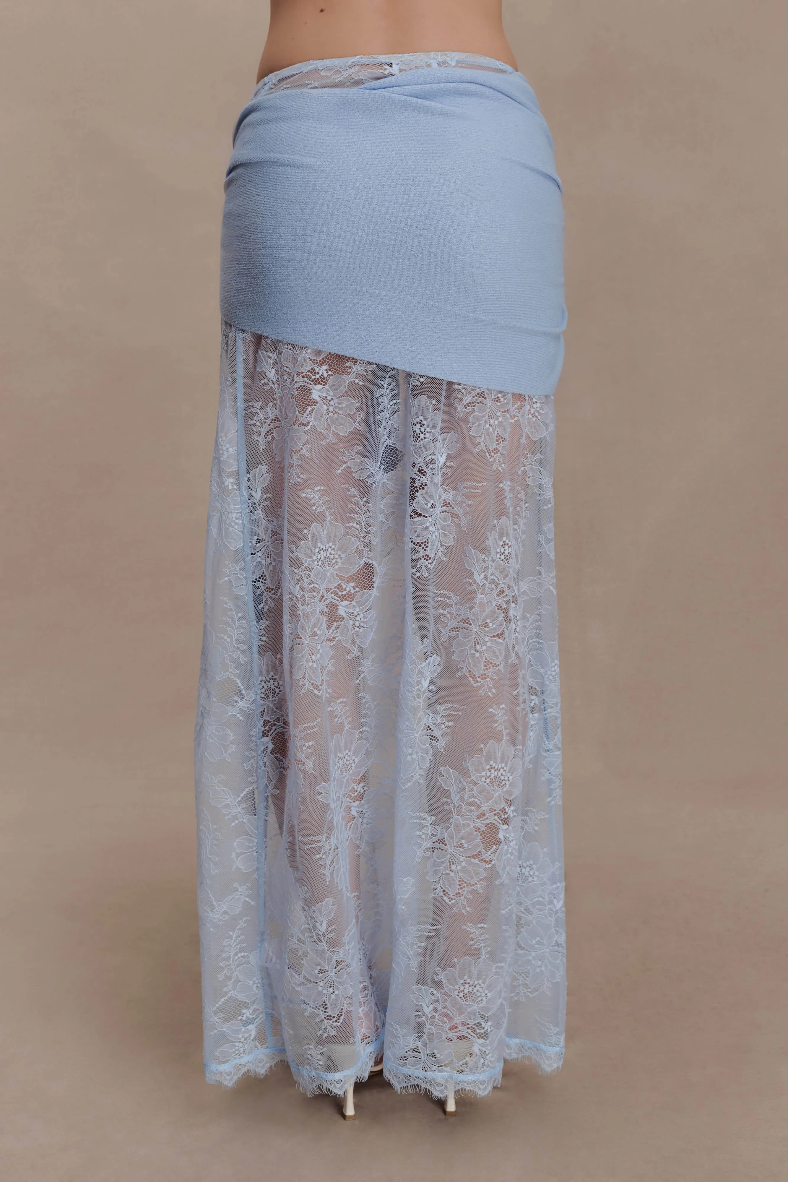 Lucy Lace And Knit Skirt - Cornflower Blue sold by Meshki product image thumbnail 5