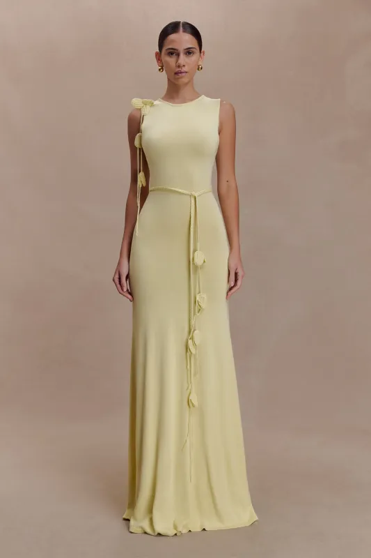 Monay Tulip Maxi Dress - Lemon sold by Meshki
