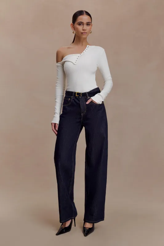 Maelle Off Shoulder Long Sleeve Top - Ivory sold by Meshki