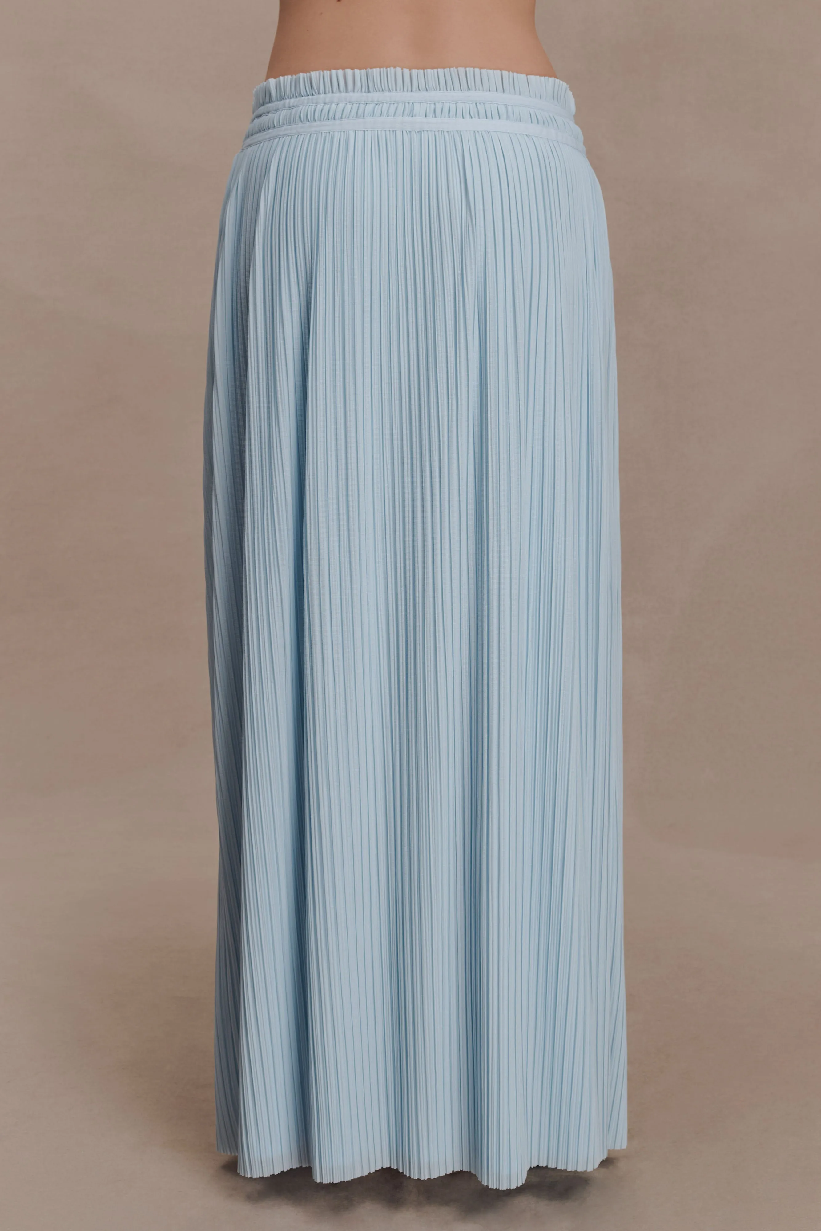 Amaris Gathered Plisse Maxi Skirt - Pale Blue sold by Meshki product image thumbnail 5