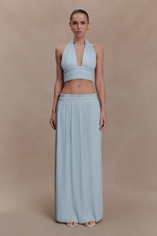Amaris Gathered Plisse Maxi Skirt - Pale Blue sold by Meshki