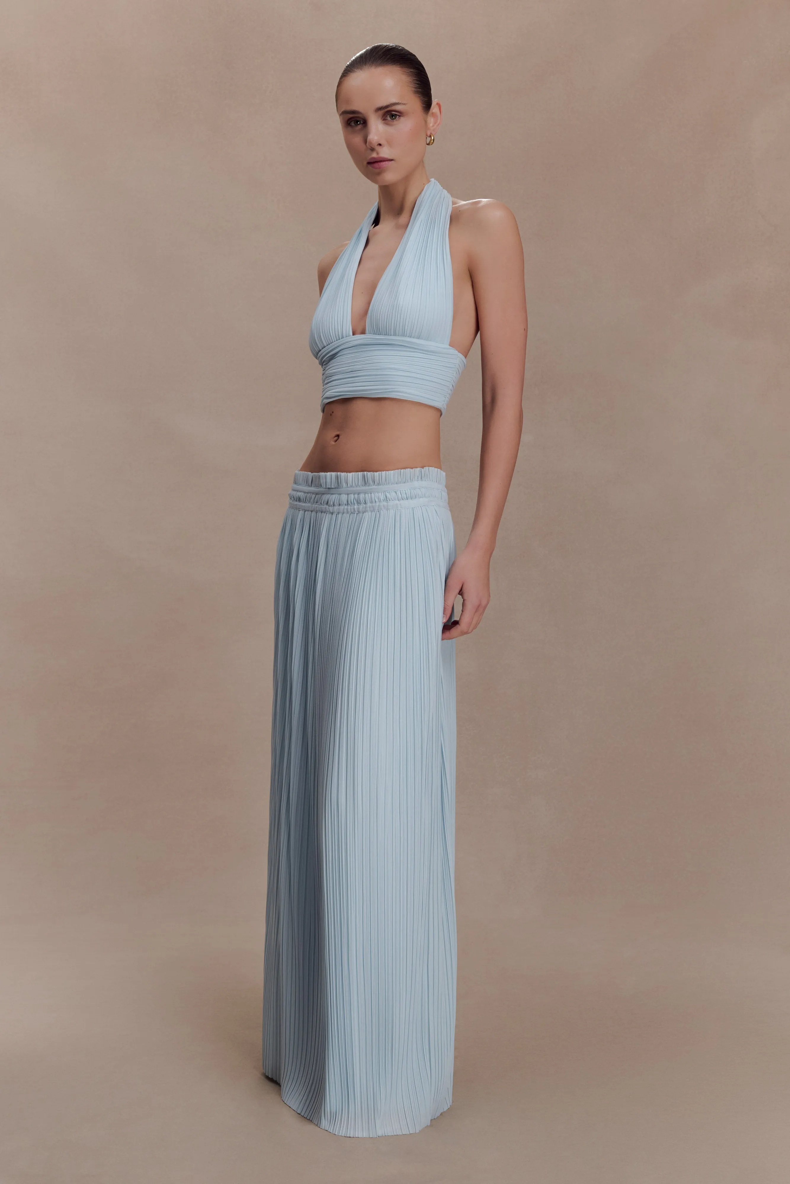 Amaris Gathered Plisse Maxi Skirt - Pale Blue sold by Meshki product image thumbnail 3