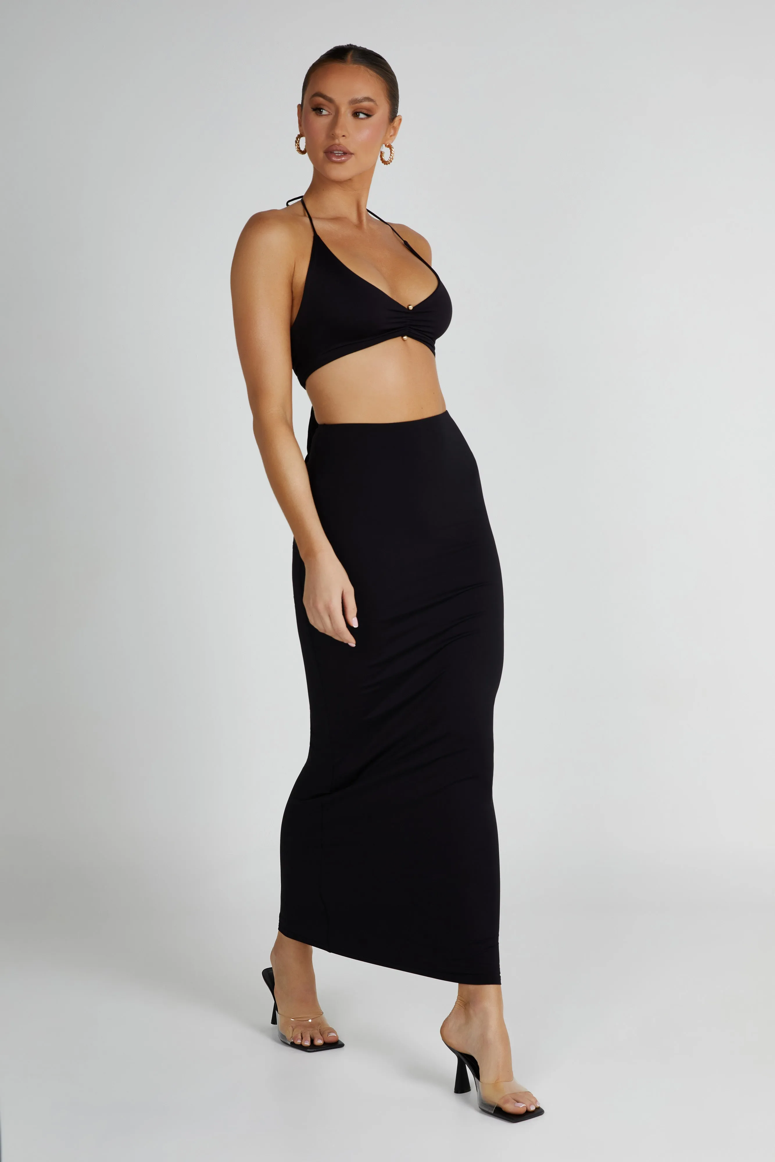 Olympia Recycled Nylon Fishtail Maxi Skirt - Black sold by Meshki product image thumbnail 4